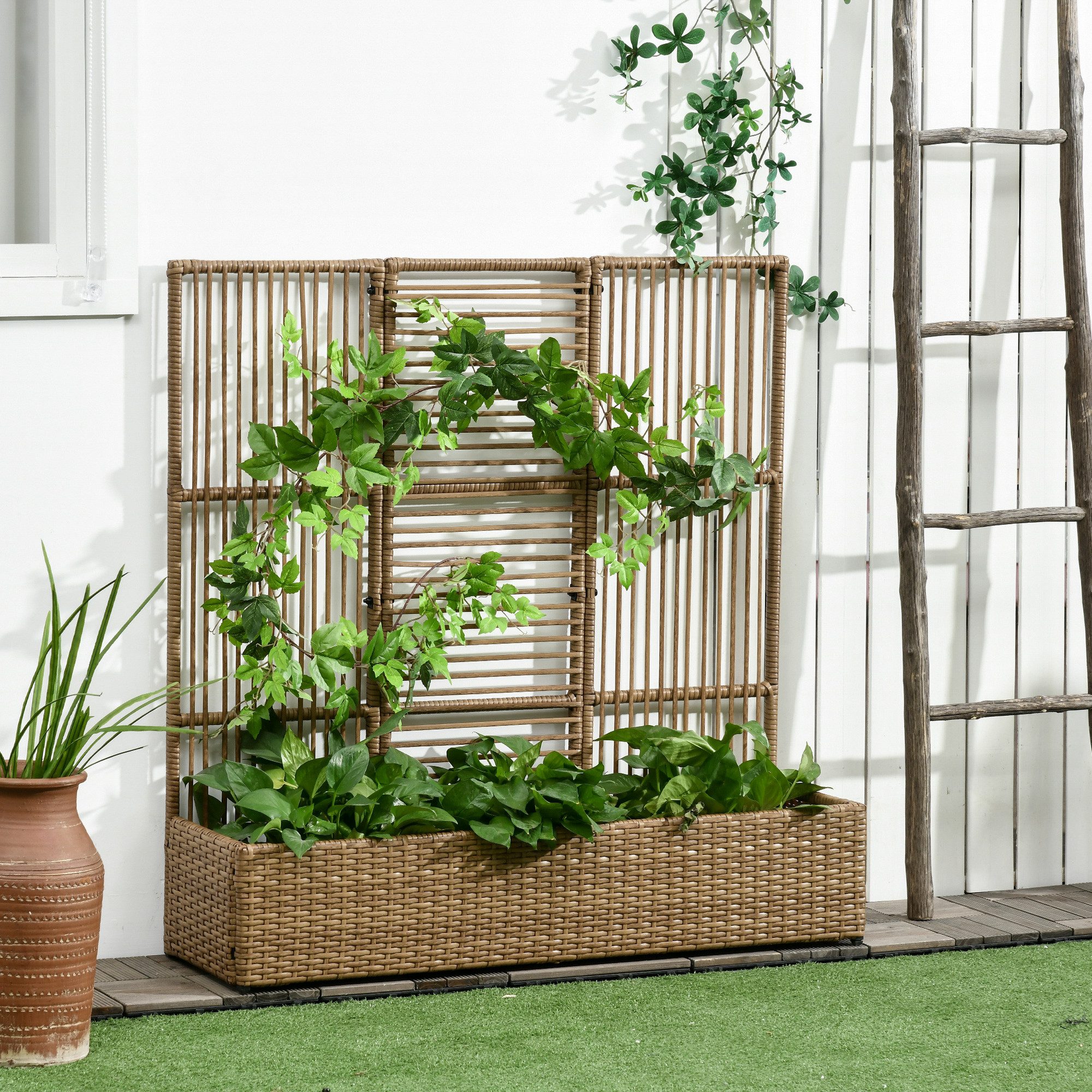 Outsunny Blumenkasten mit Rankhilfe, wetterbeständig (Pflanzkasten, günstig online kaufen