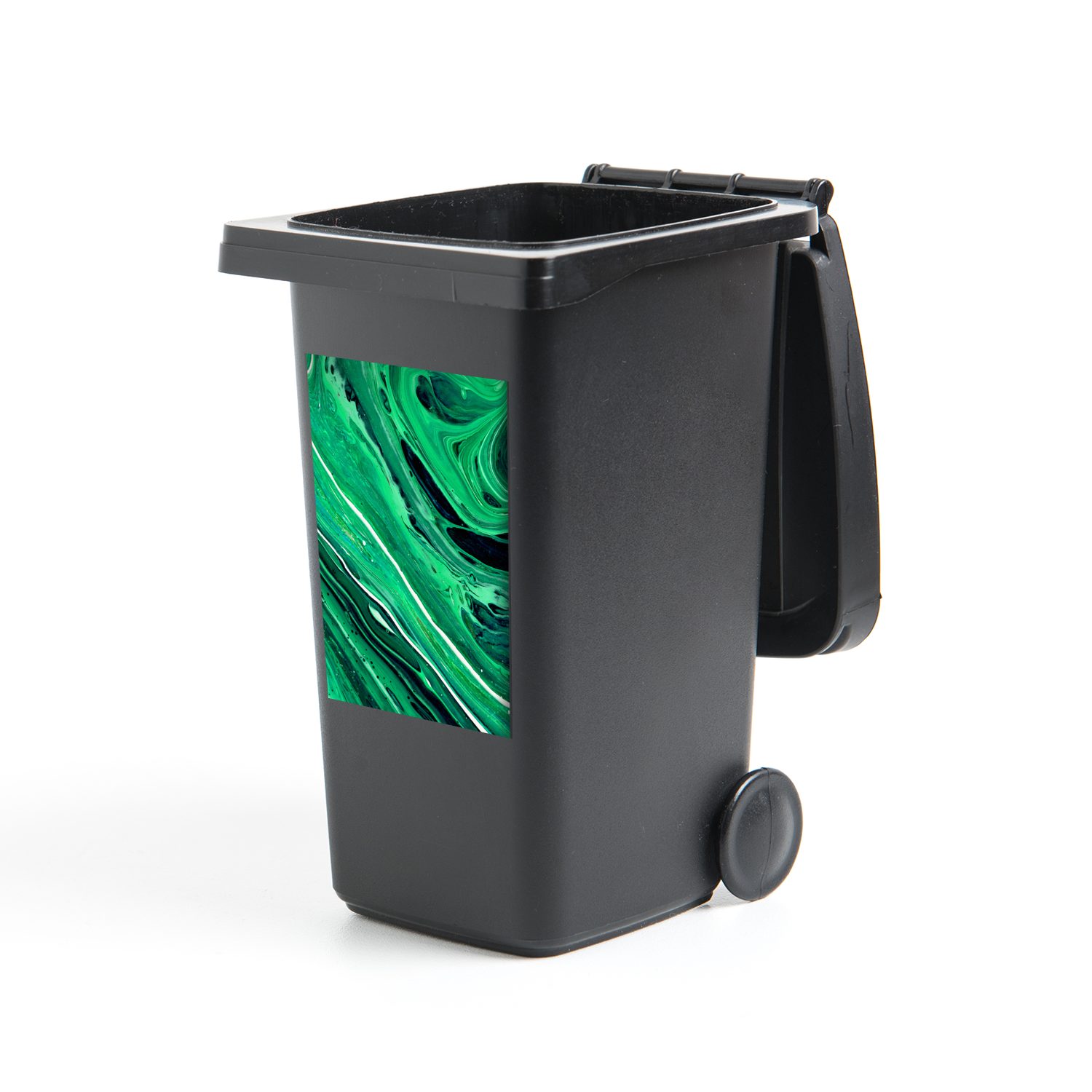 - Ölfarbe Abfalbehälter MuchoWow Mülleimer-aufkleber, (1 Grün Sticker, St), - Mülltonne, Wandsticker Container, Marmor