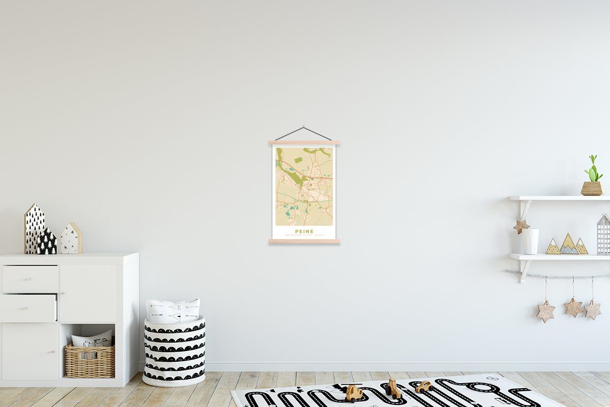 Wohnzimmer, Karte Posterleiste, Jahrgang Poster MuchoWow St), - Peine Magnetisch - Textilposter (1 - Bilderleiste, für Karte,