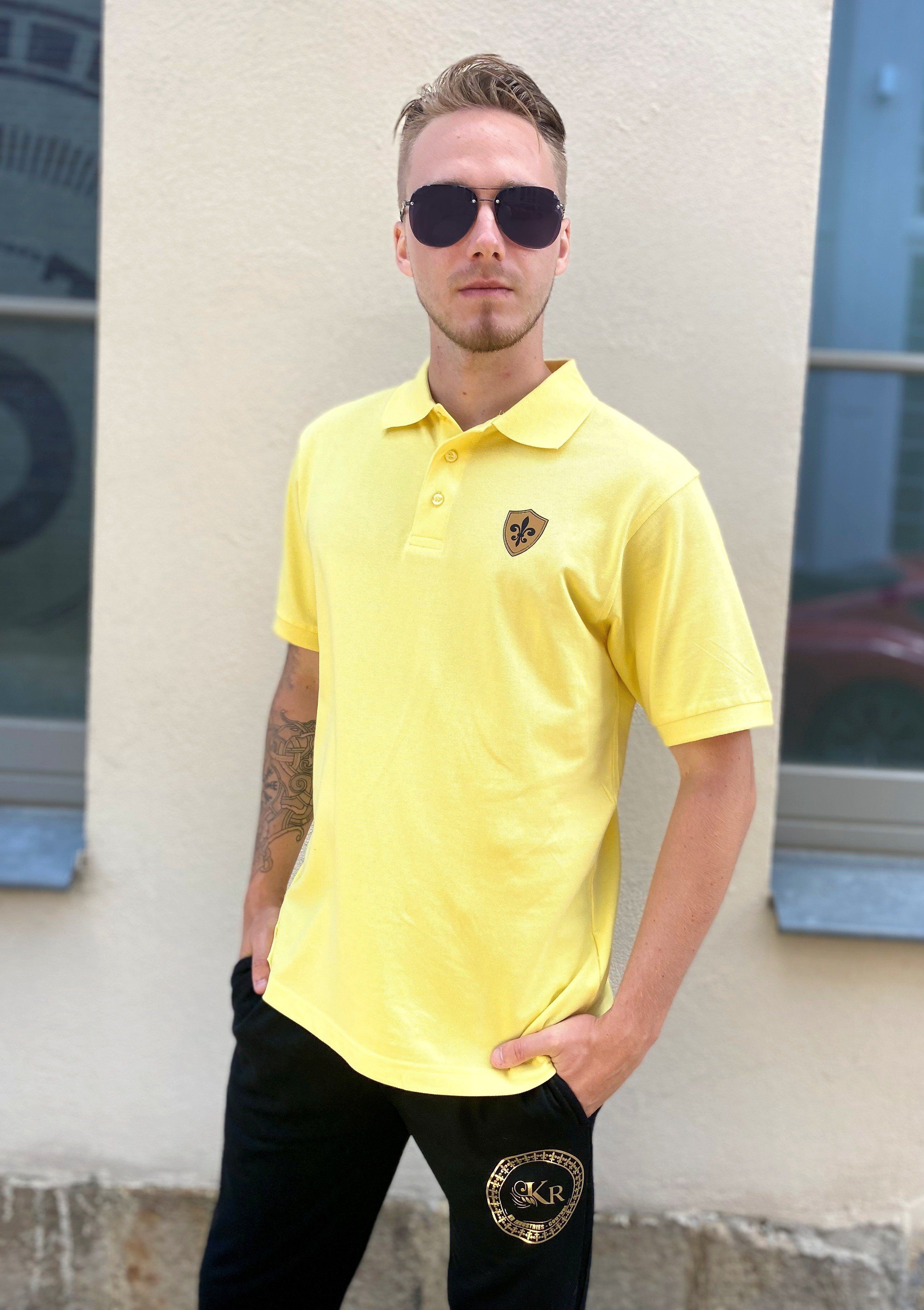 KR-Industries Poloshirt Polo Yellow Dragon edles Poloshirt mit Wappen, klassischer Style