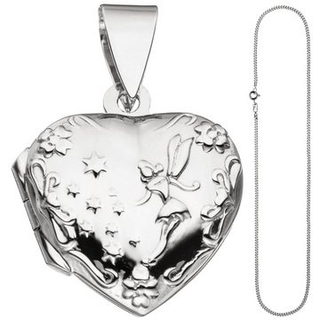 Schmuck Krone Silberkette Medaillon & Halskette für 2 Fotos Herz believe Amulett Anhänger 925 Silber 50cm