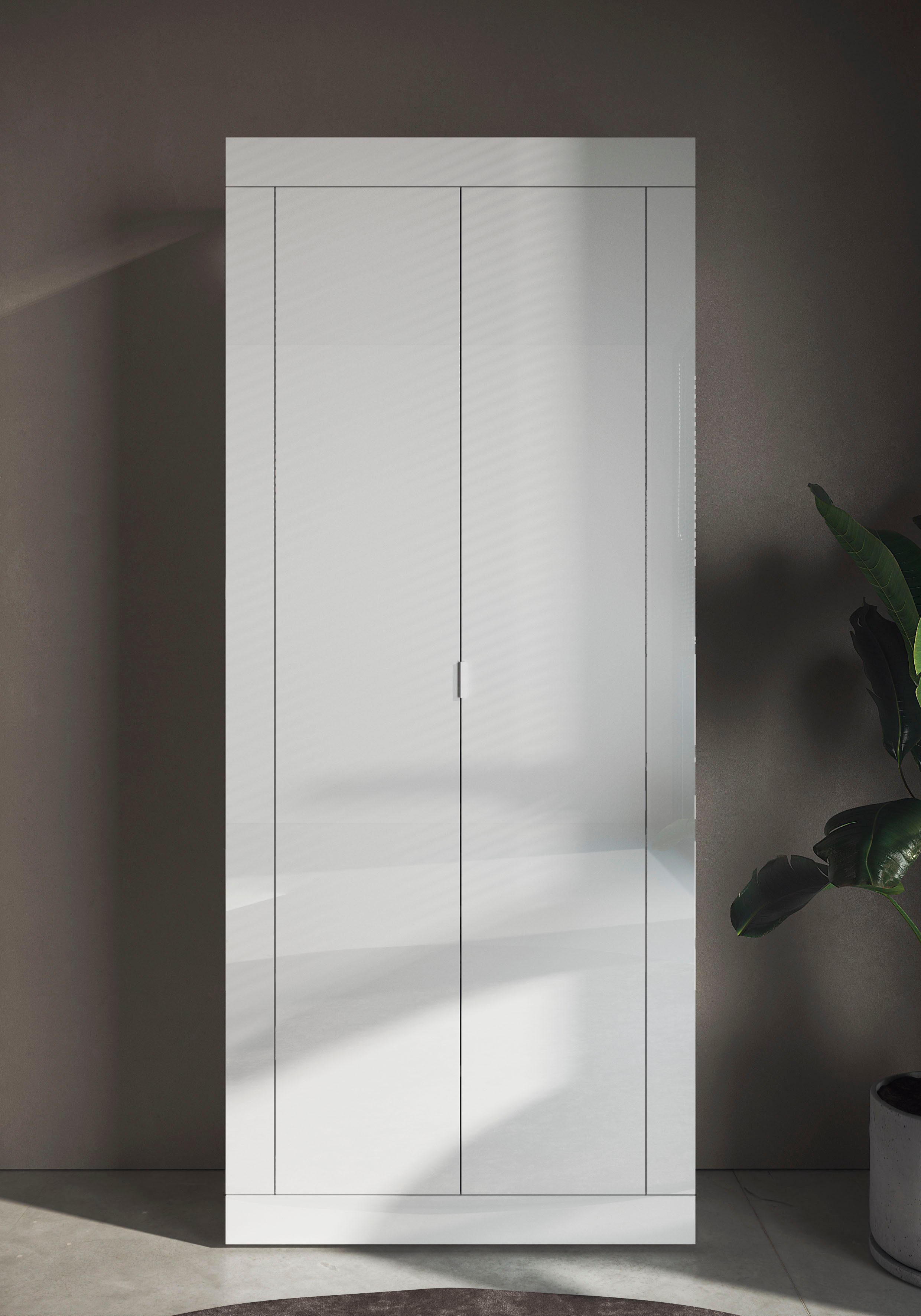 Home affaire Garderobenschrank Basic Breite 78, Höhe 187 cm, moderne Rahmenoptik, Metallgriff, Kleiderstange, 2 Einlegeböden
