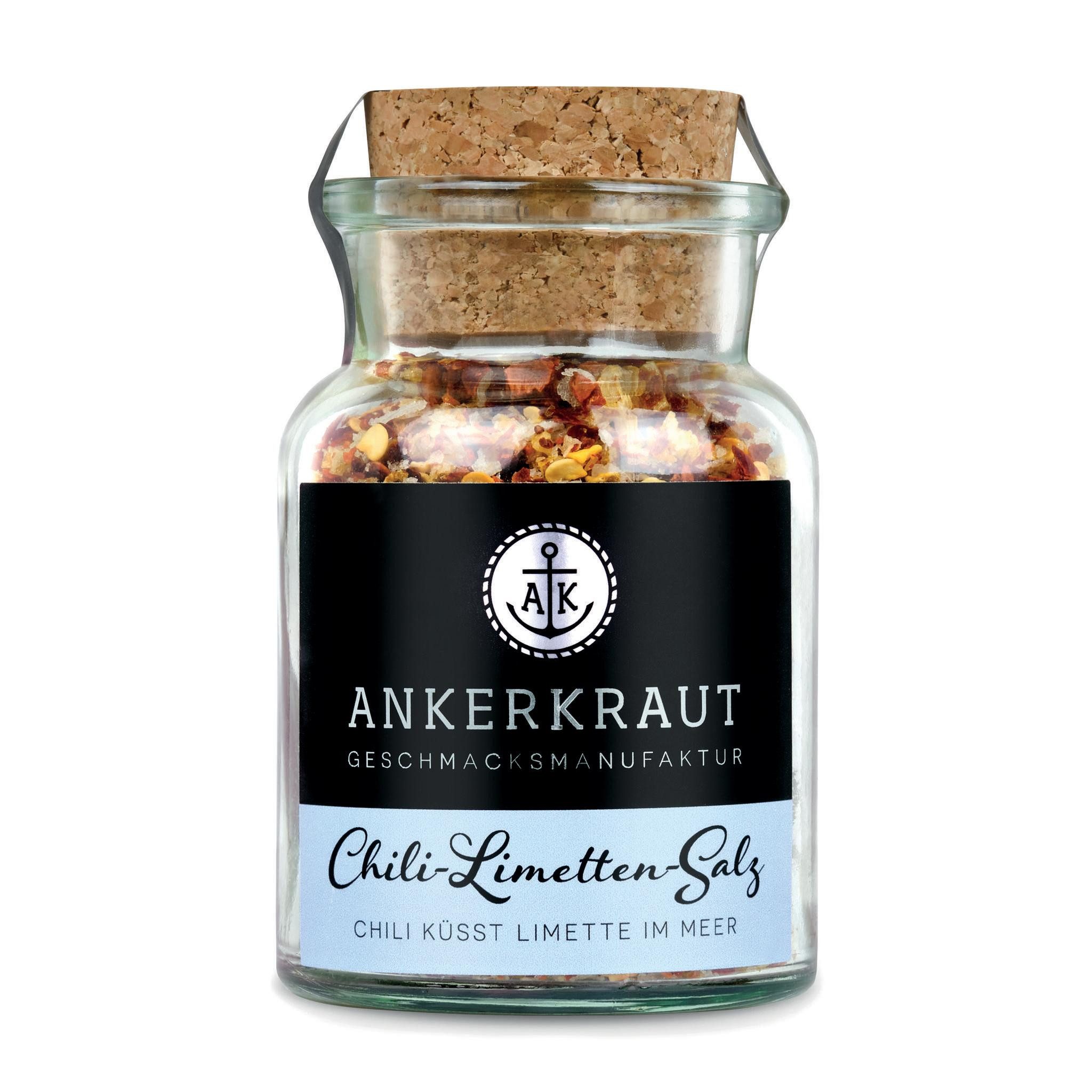 Ankerkraut Gewürz Chili-Limetten-Salz, Chili-Limetten-Salz, 70g im Korkenglas