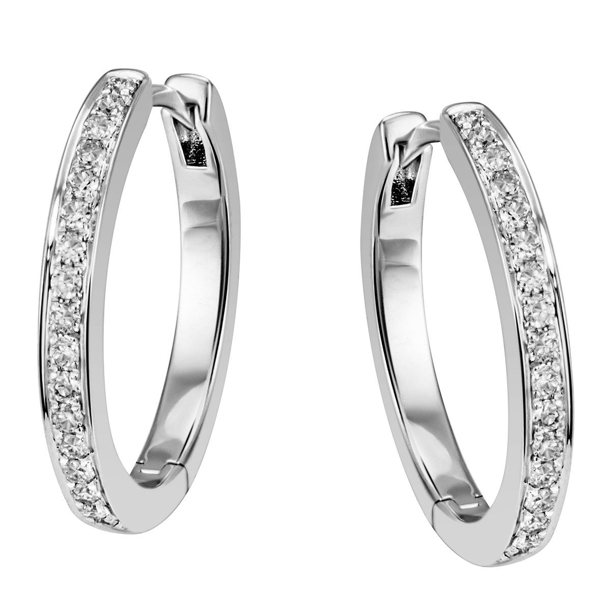 Reflexion Diamonds Klappcreolen rund aus 585/750 Gelb- oder Weißgold, Brill günstig online kaufen