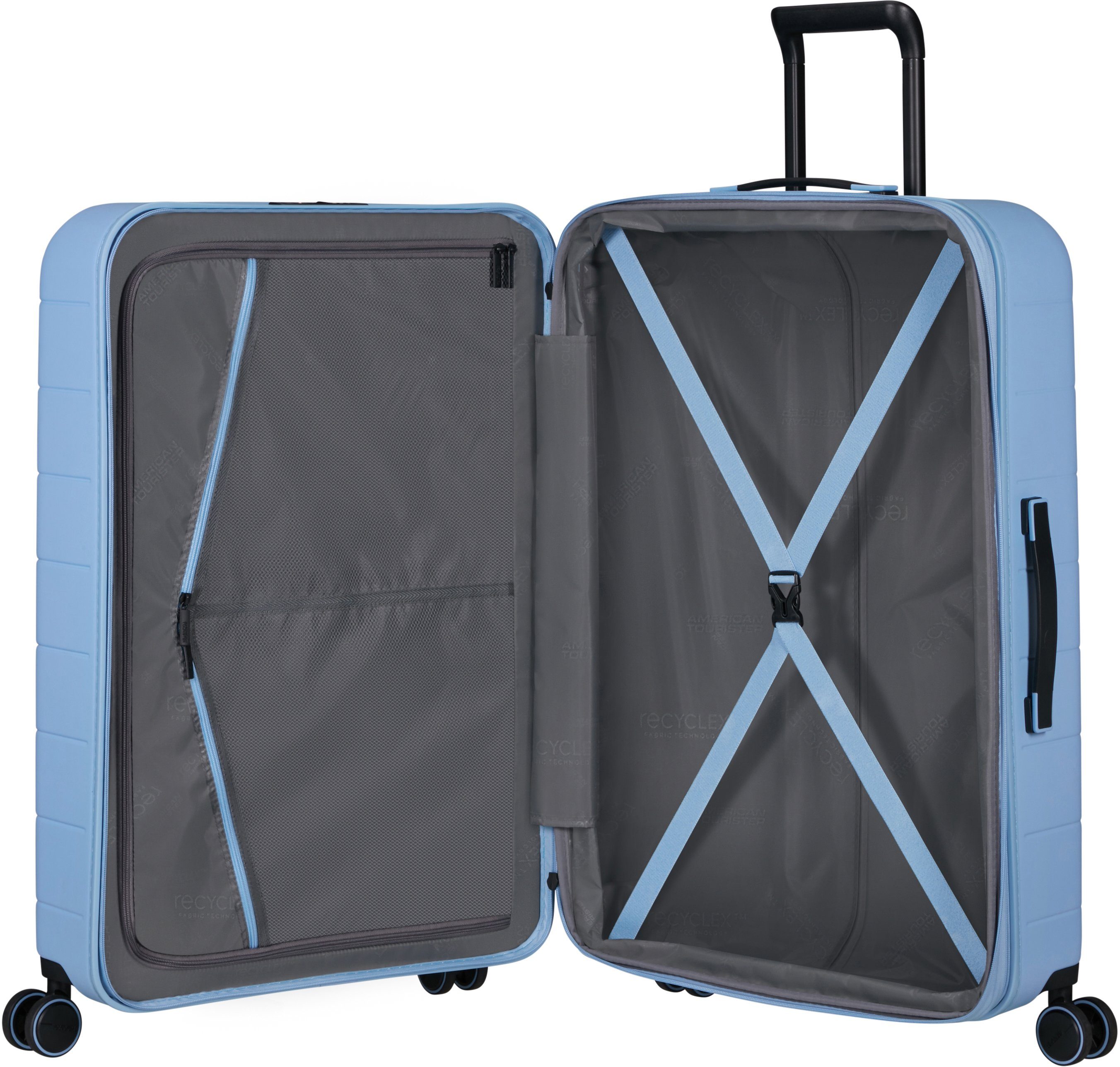 Rollen, American cm, Pastel Hartschalen-Trolley Novastream, mit Tourister® 4 Volumenerweiterung 77 Blue