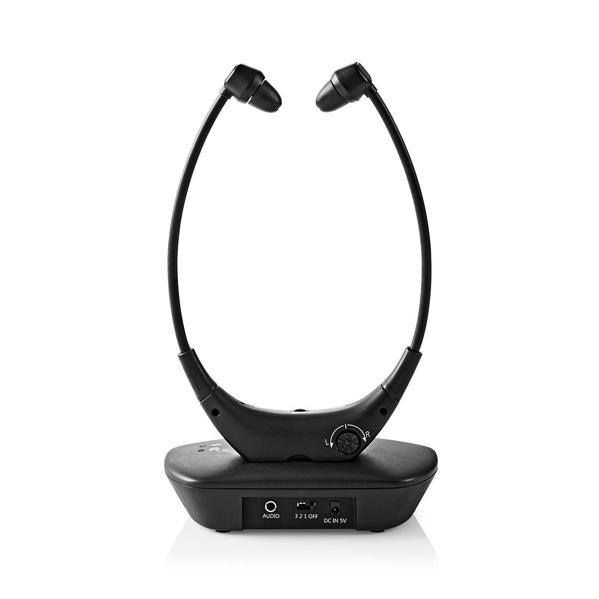 Nedis HPRF010BK Over-Ear-Kopfhörer (Balancekontrolle, kabellose Audioübertragung, Akkubetrieb, Wiederaufladung über Ladestation, Kabellos, Balancekontrolle, Lad – Bild 4 von 5