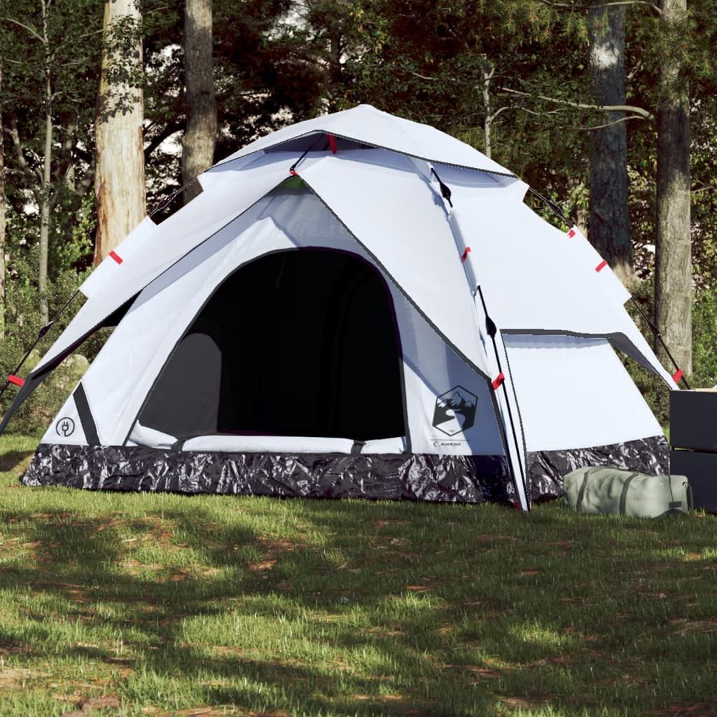 vidaXL Kuppelzelt 5-Personen Kuppel-Campingzelt 5 Personen Weiß Verdunkelt Quick Release