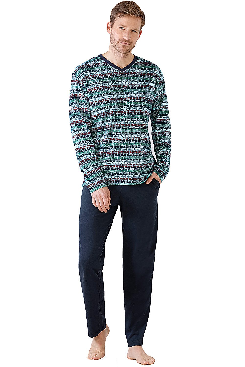 Hajo Schlafanzug Pyjama lang Premium Cotton Baumwolle Jersey