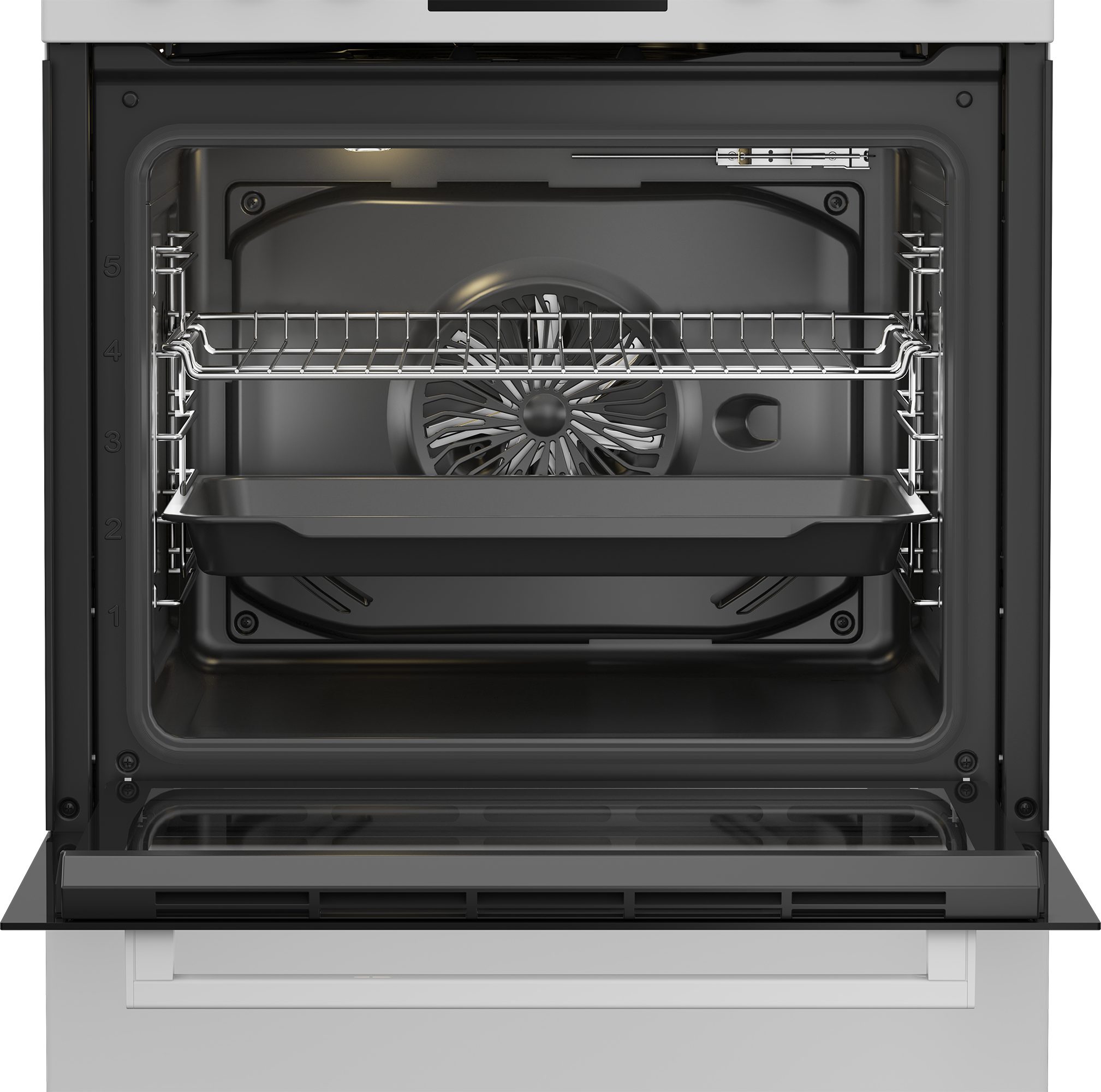 BEKO Gas-Standherd FBM62320WDSL, mit Teleskopauszug nachrüstbar, Multifunktionsdisplay – Übersichtliche Information auf einen Blick