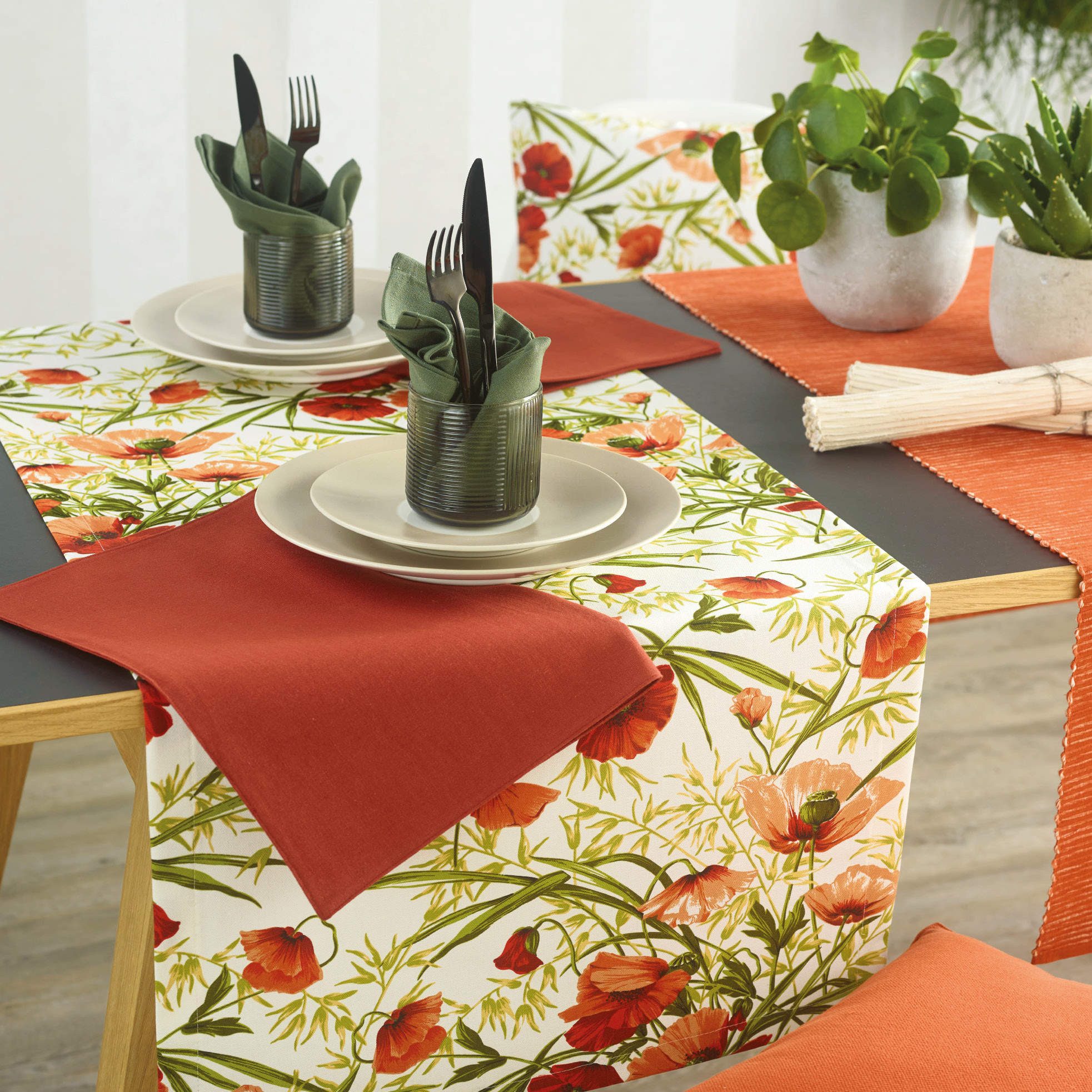 sander table + home Tischläufer Tischläufer Alvor Mohnblüten 50x140 cm (1-tlg)
