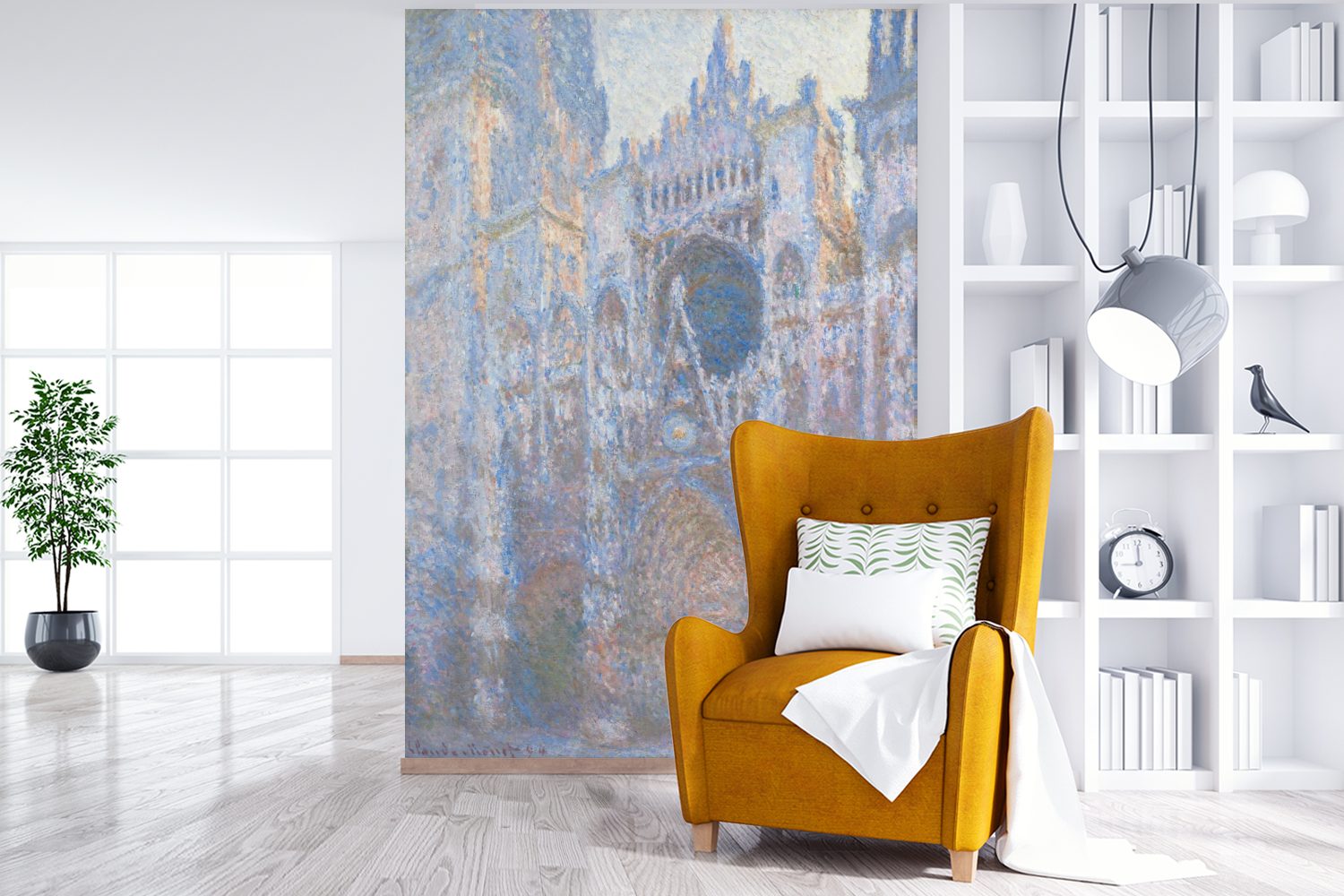 Kathedrale für Fototapete Matt, St), von - Montagefertig Monet, MuchoWow Wohnzimmer, bedruckt, von Rouen Tapete Claude Vinyl Gemälde Wandtapete (3