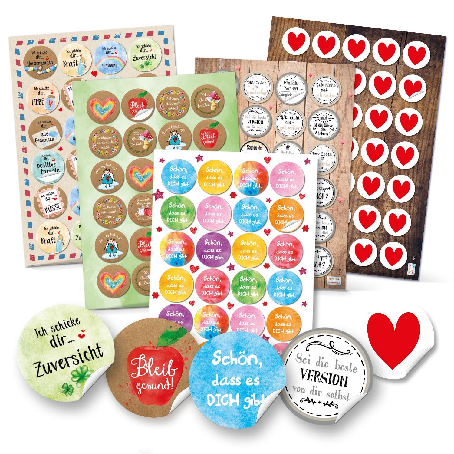 Logbuch-Verlag Aufkleber Sticker SET - 131 bunte Geschenkaufkleber zu Liebe Freundschaft