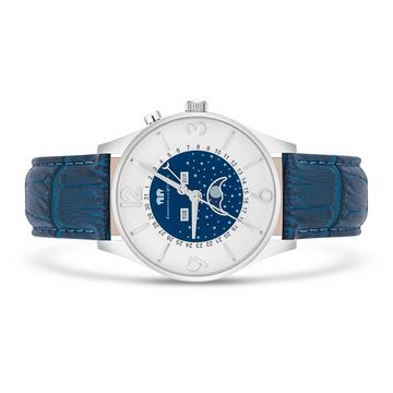 Rhodenwald & Söhne Quarzuhr Moontime blau, Armband aus Echtleder