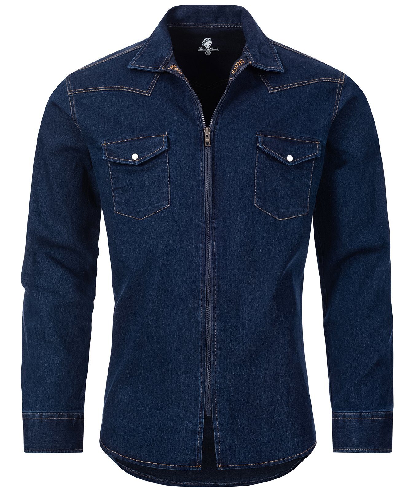 Rock Creek Jeanshemd Herren Jeanshemd Dunkelblau H-221