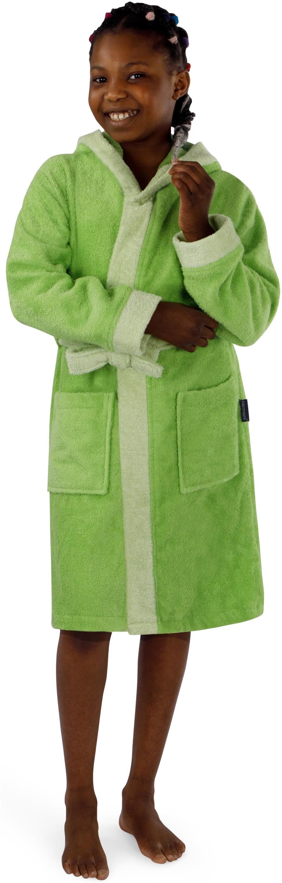 normani Kinderbademantel Frottee Kinderbademantel aus Bio-Baumwolle, Bio-Baumwolle, Kapuze, Bindegürtel, Kapuzenbademantel für Kids