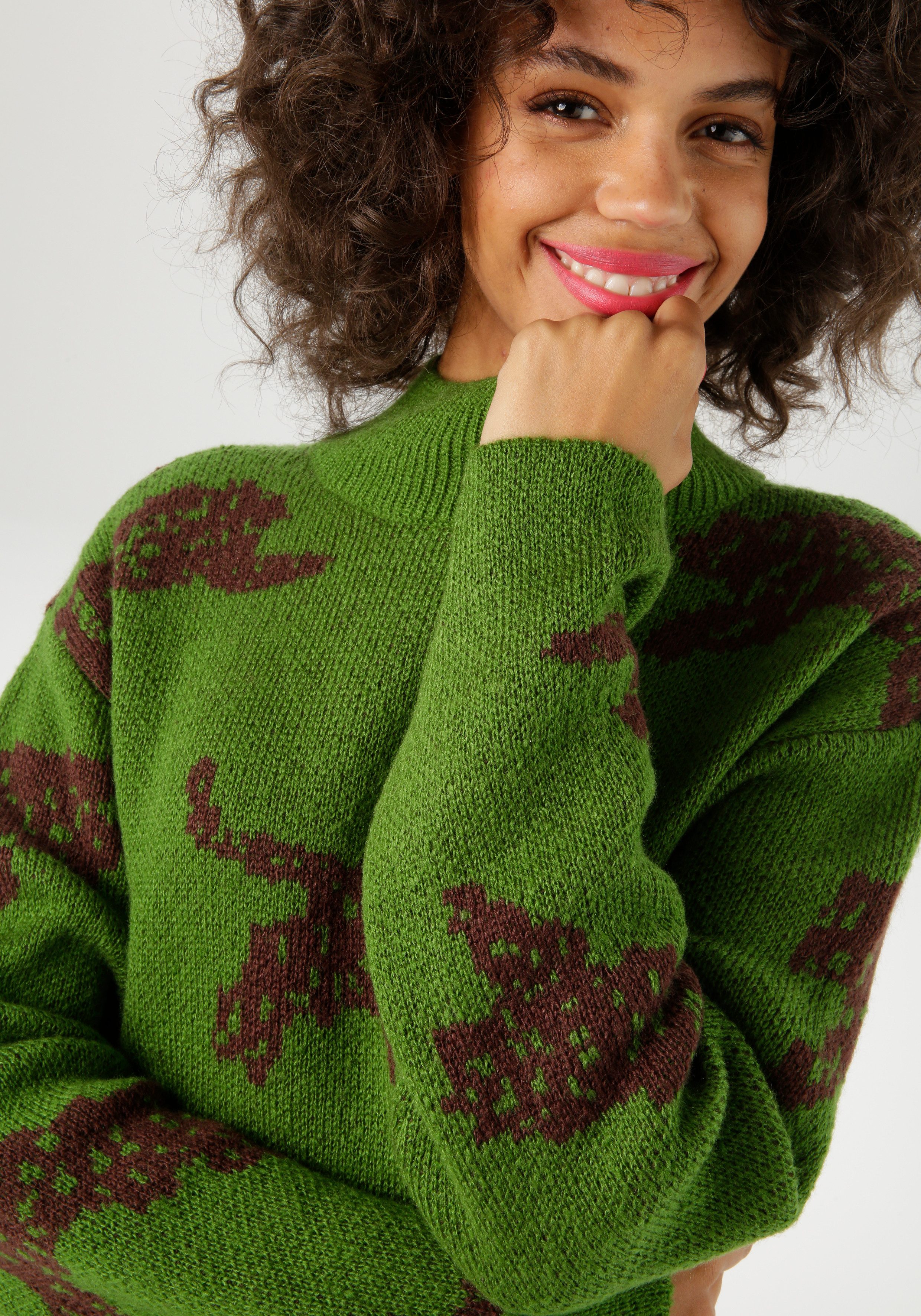 Aniston CASUAL Strickpullover mit eingestrickten Leoparden