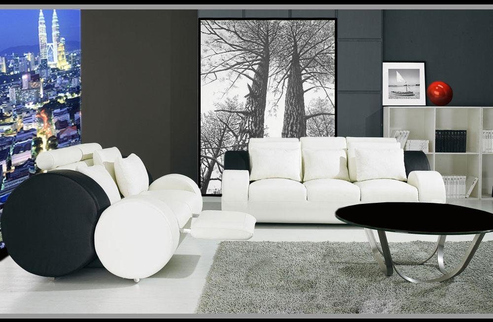 JVmoebel Sofa Sofagarnitur Set Design Weiß/Schwarz 311 Polster Relax, in Leder Sofas Made Couchen Europe Sitzer