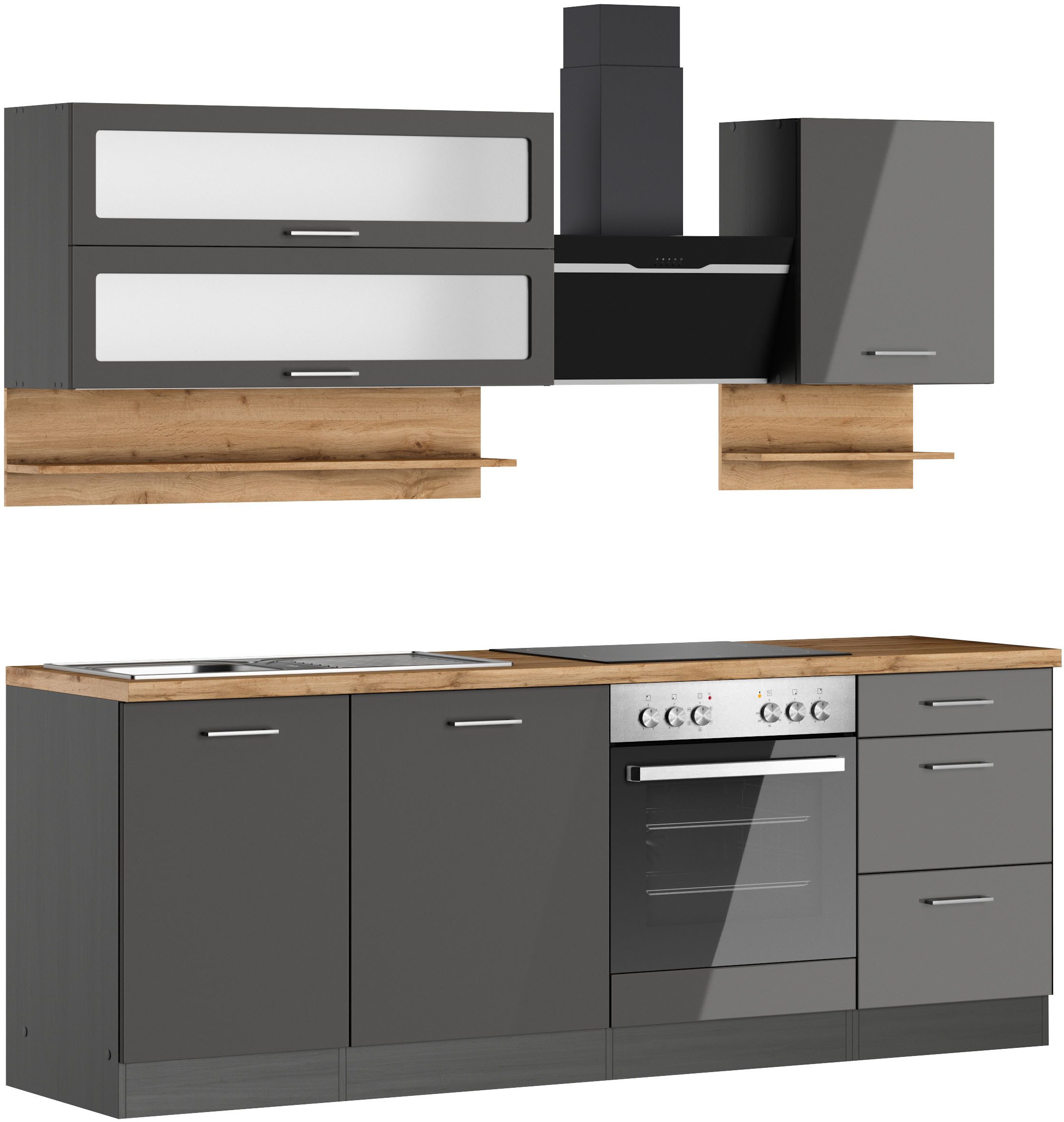 KOCHSTATION Küchenzeile KS-Milan, 220 cm breit, günstig online kaufen