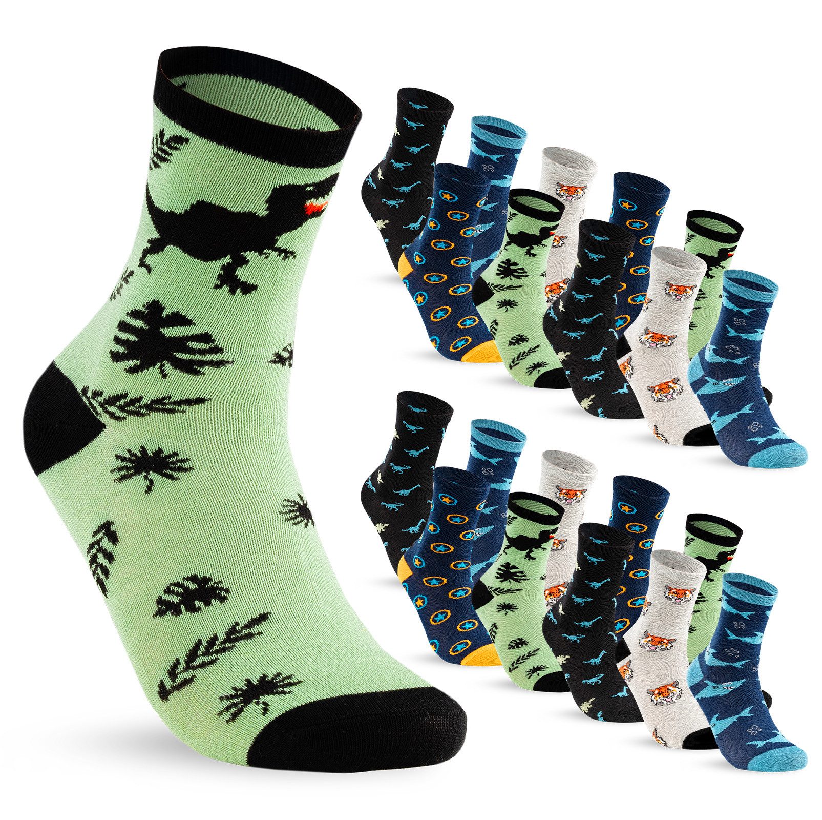 sockenkauf24 Socken 10 Paar Kinder Socken Jungen & Mädchen Baumwolle Kindersocken (35-38) - 54395