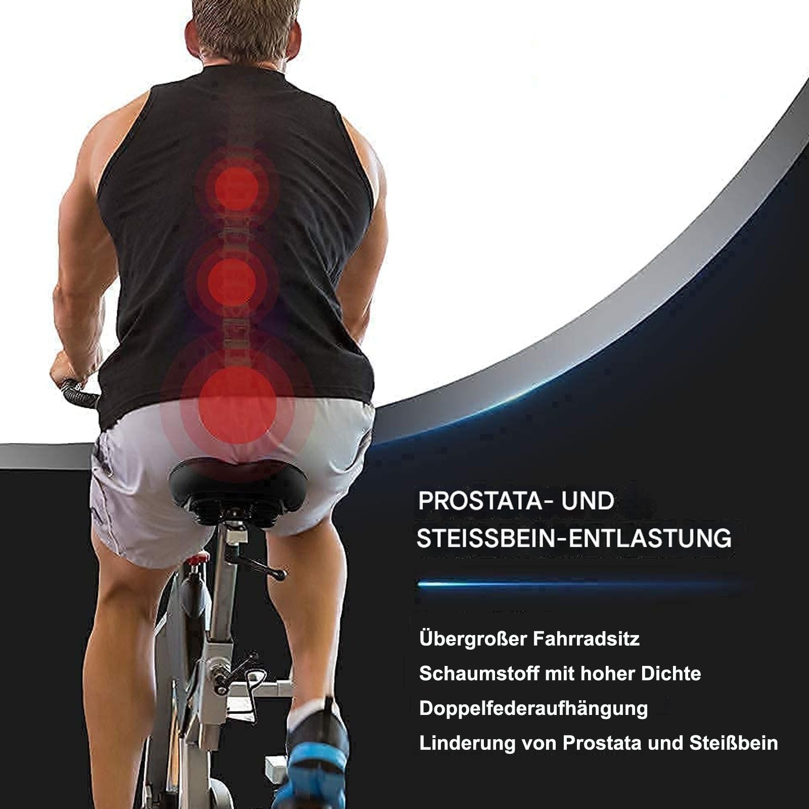 SURFOU Fahrradsattel Fahrrad zubehör Fahrradsattel Herren Damen Sattelschutz Wasserdicht (Universell kompatibler Oversized Fahrradsattel– Extra Breiter & Bequemer Sattel mit Memory Foam, Wasserdicht & Stoßdämpfend für Herren & Damen, mit Montagewerkzeuge, wasserdichte Sattelhülle und Fahrradsatteladapter, 1-tlg., Geeignet für Mountainbikes, Rennräder, Fitnessbikes, E-Bikes usw), Bequemer Memory-Foam, Schweißfestes und stoßdämpfendes