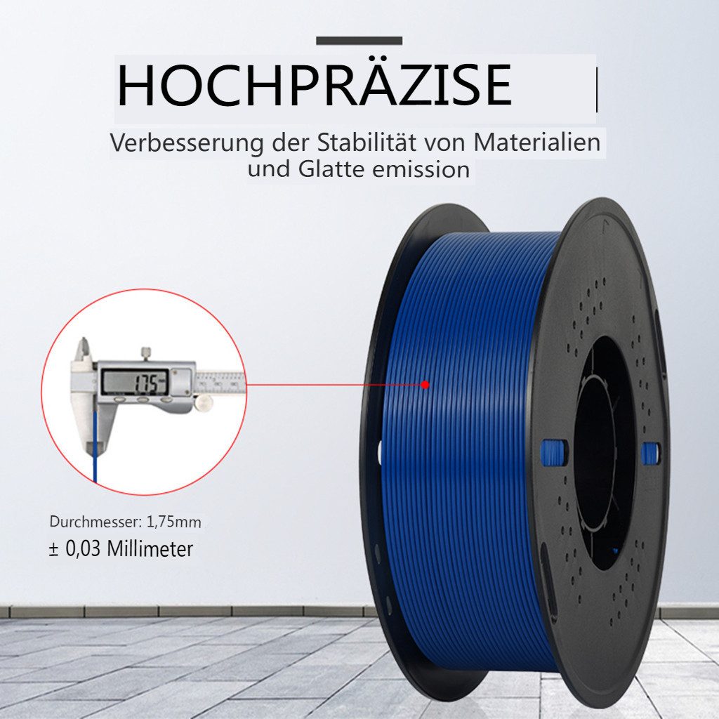 KINGROON Filament 3D-Drucker PETG Filament 1,75mm, 5kg, 5 Farben 3D-Druckmaterialien Hohe Festigkeit, Einfach zu Drucken