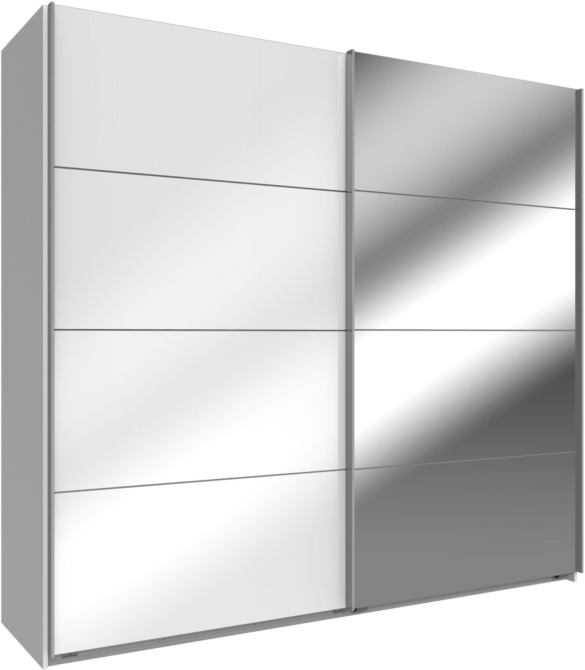 Wimex Schwebetürenschrank Easy mit Glas und Spiegel weiß, Weißglas/Spiegel