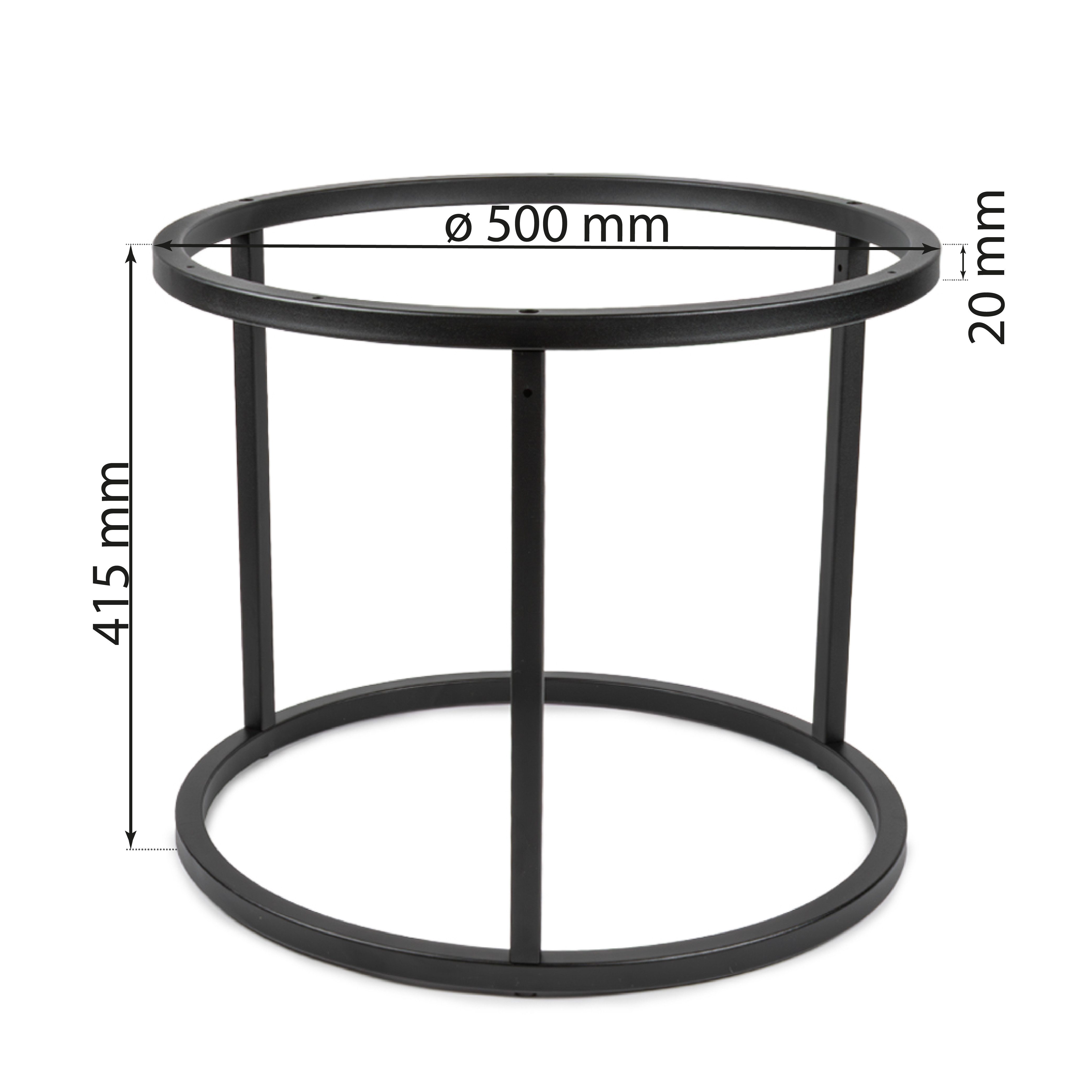 Prima-Online Tischgestell Rund Tischgestell Metallgestell Ø70 + Ø50cm Schwarz ohne Tischplatte