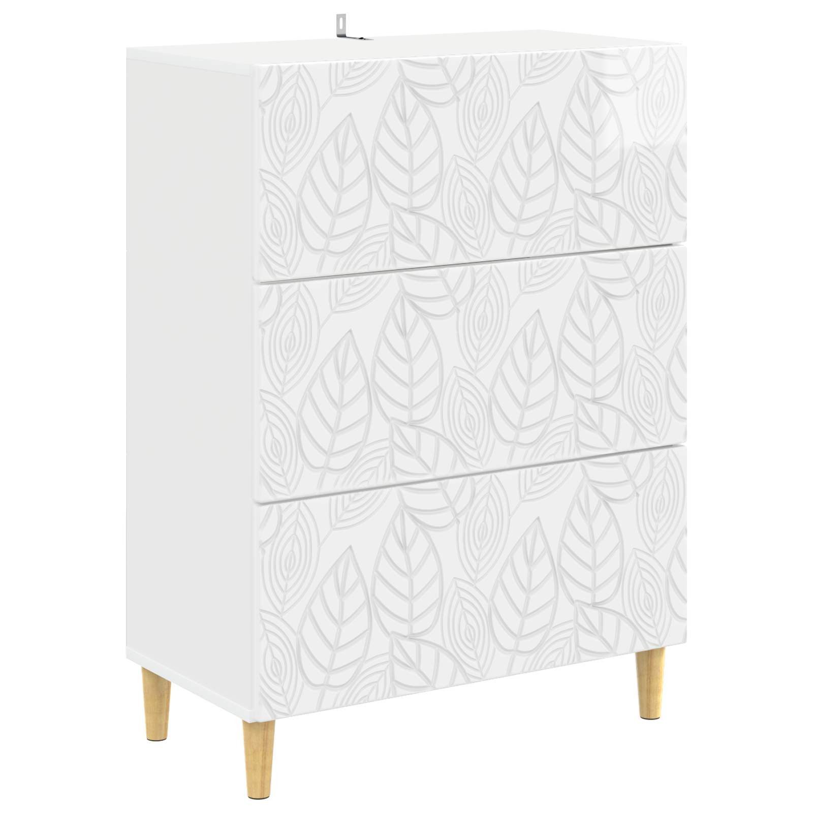 vidaXL Kommode 66 x 34,5 x 90 cm Kommode Schubladenschrank Sideboard Hochglanz Weiß 6