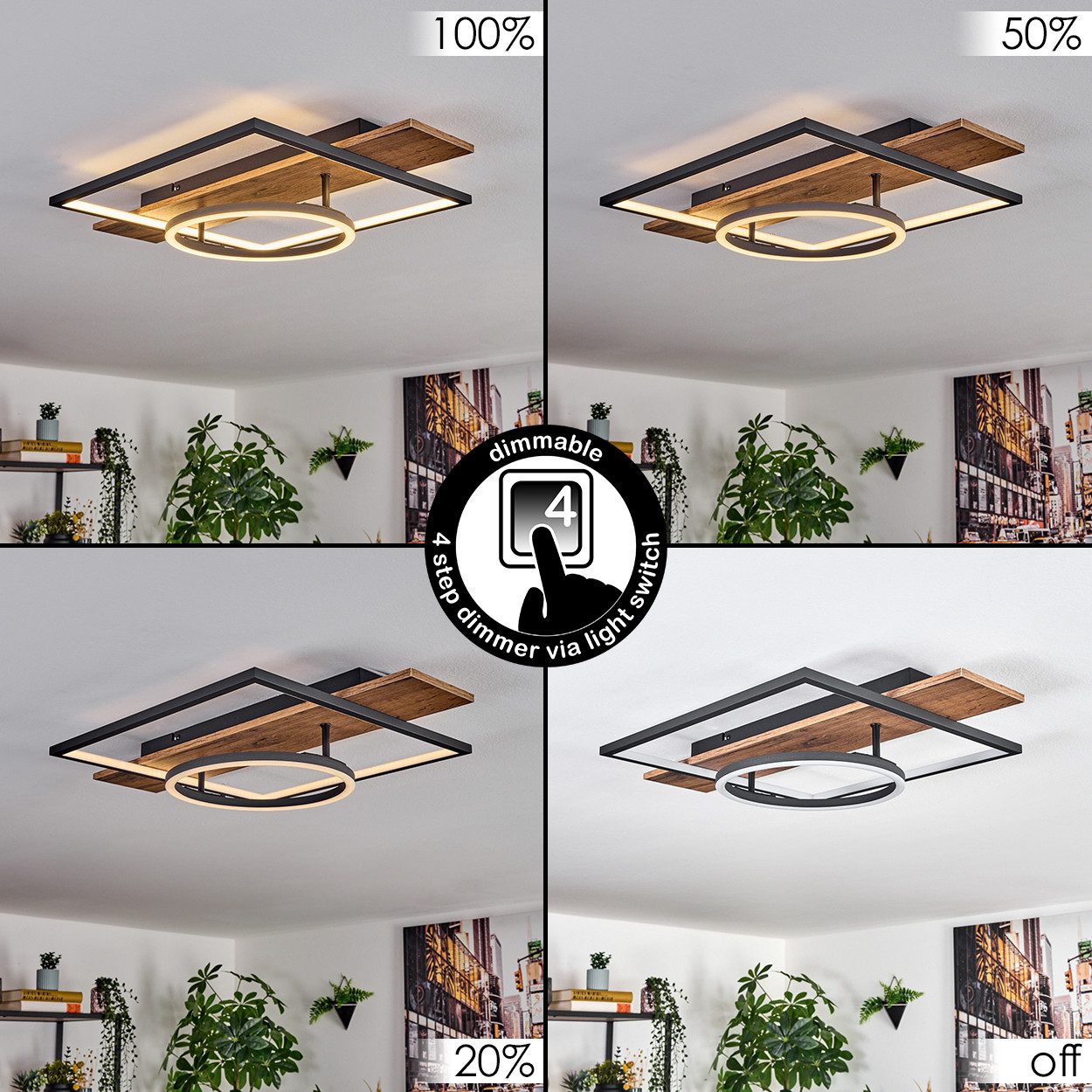 hofstein Deckenleuchte Deckenlampe aus Metall/MDF/Kunststoff in günstig online kaufen