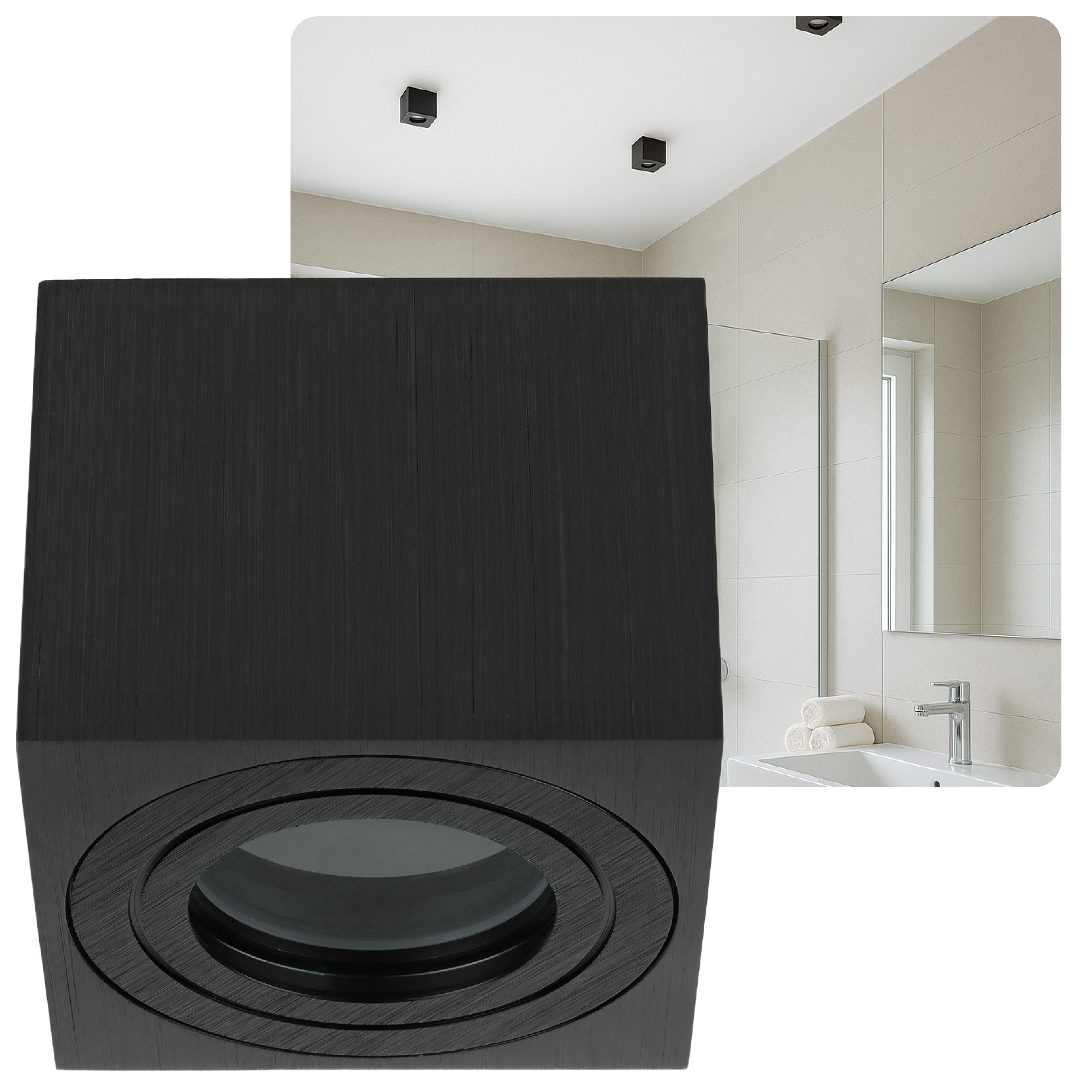 Sweet LED Aufbauleuchte flach IP44 Aluminium Deckenspot für Bad & Küche schwarz, ohne Leuchtmittel, Aufbaustrahler LED, Aufbauspot, Deckenstrahler