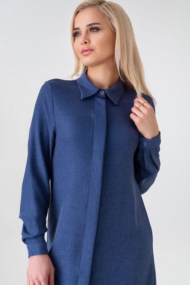 fashionshowcase Longtunika Damen lange Tunika verdeckte Knopfleiste Modest elastisch elegant minimalistischer Look, fließender Fall, ideal für Modest Outfits