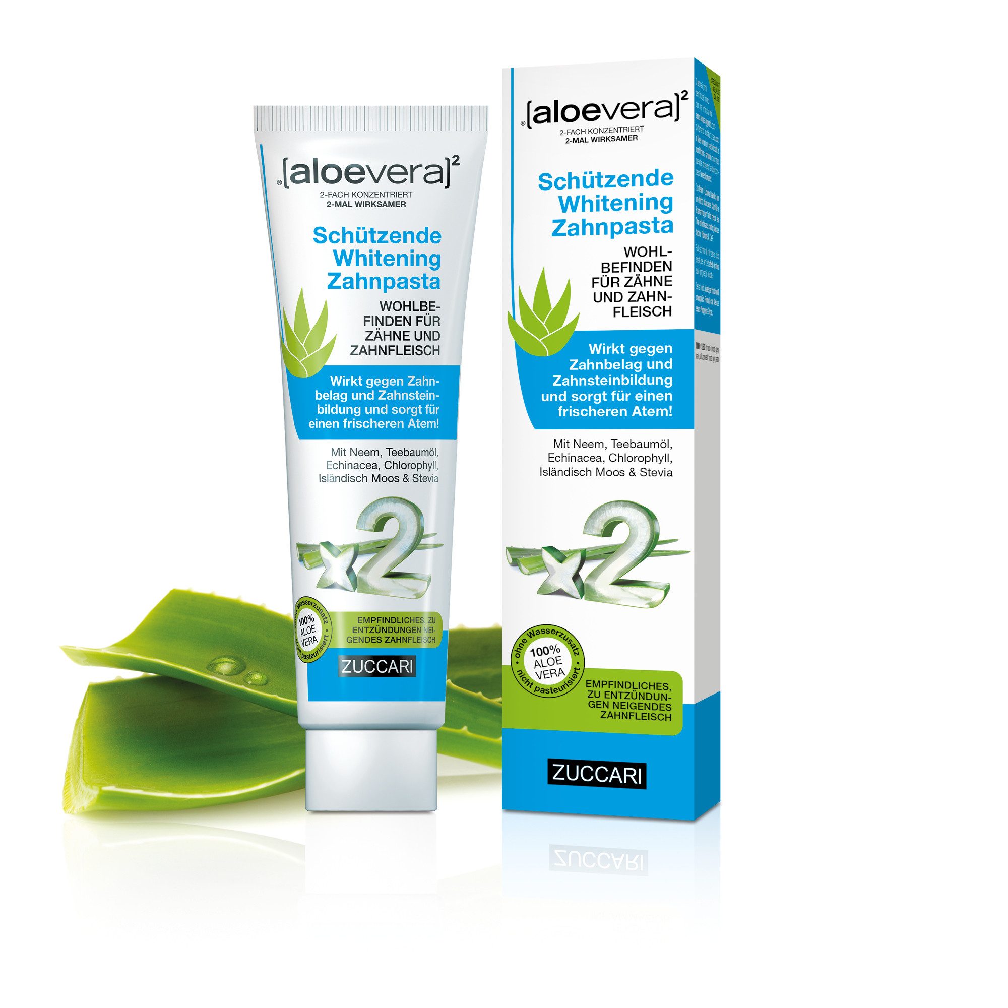 [aloevera]2 Zahnpasta [aloevera]2 schützende Whitening Zahnpasta von Zuccari, (zur Zahnaufhellung (Bleaching) und -reinigung mit einen frischen Atem – Homöopathie)