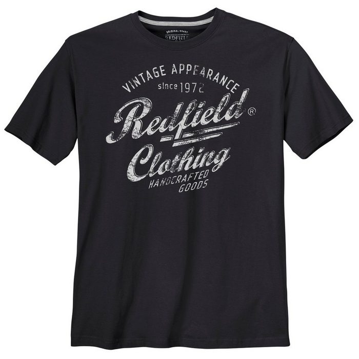 redfield Rundhalsshirt Große Größe T-Shirt schwarz Logoprint Redfield