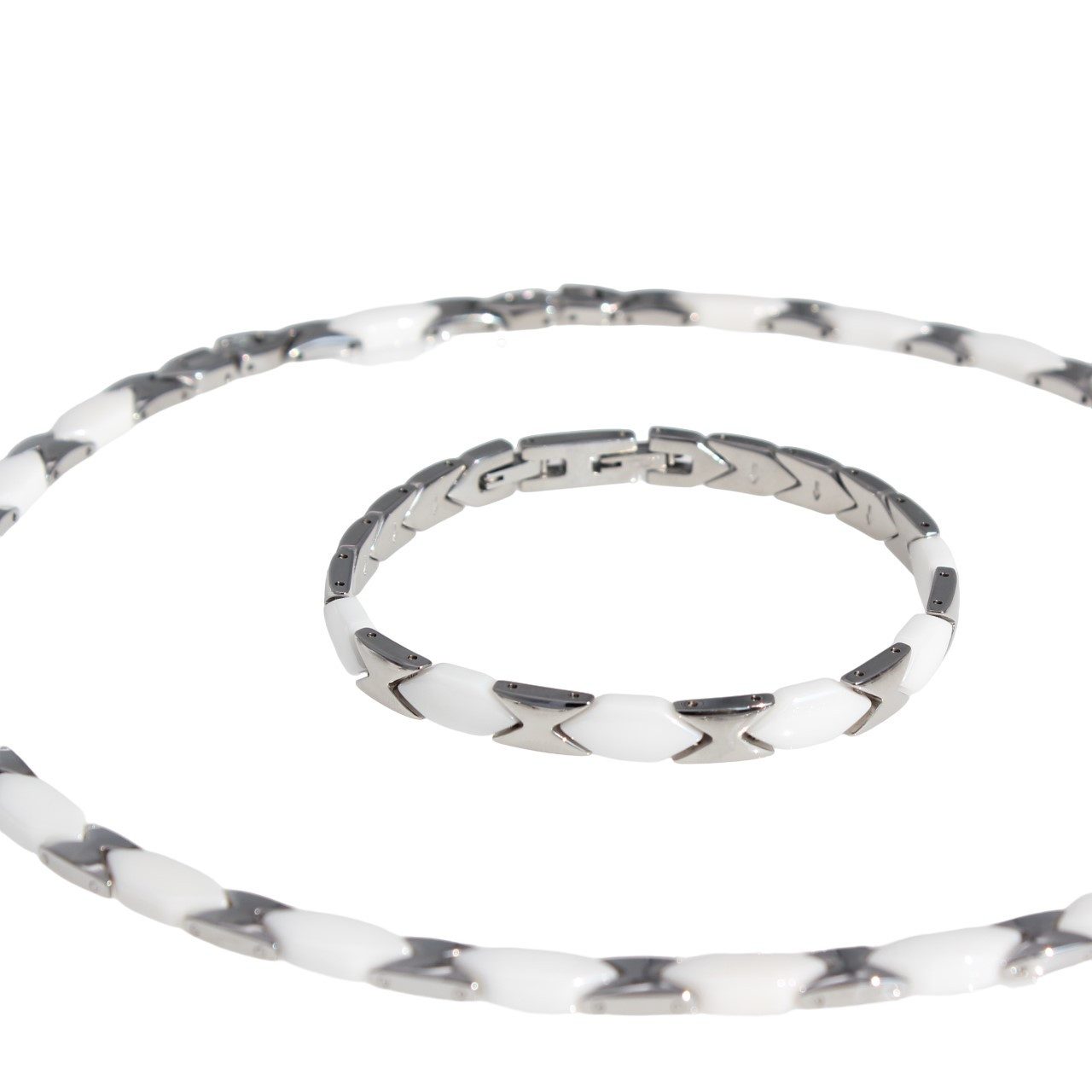 ELLAWIL Collier-Set Collier und Armband aus Keramik und Edelstahl weiß/silb günstig online kaufen