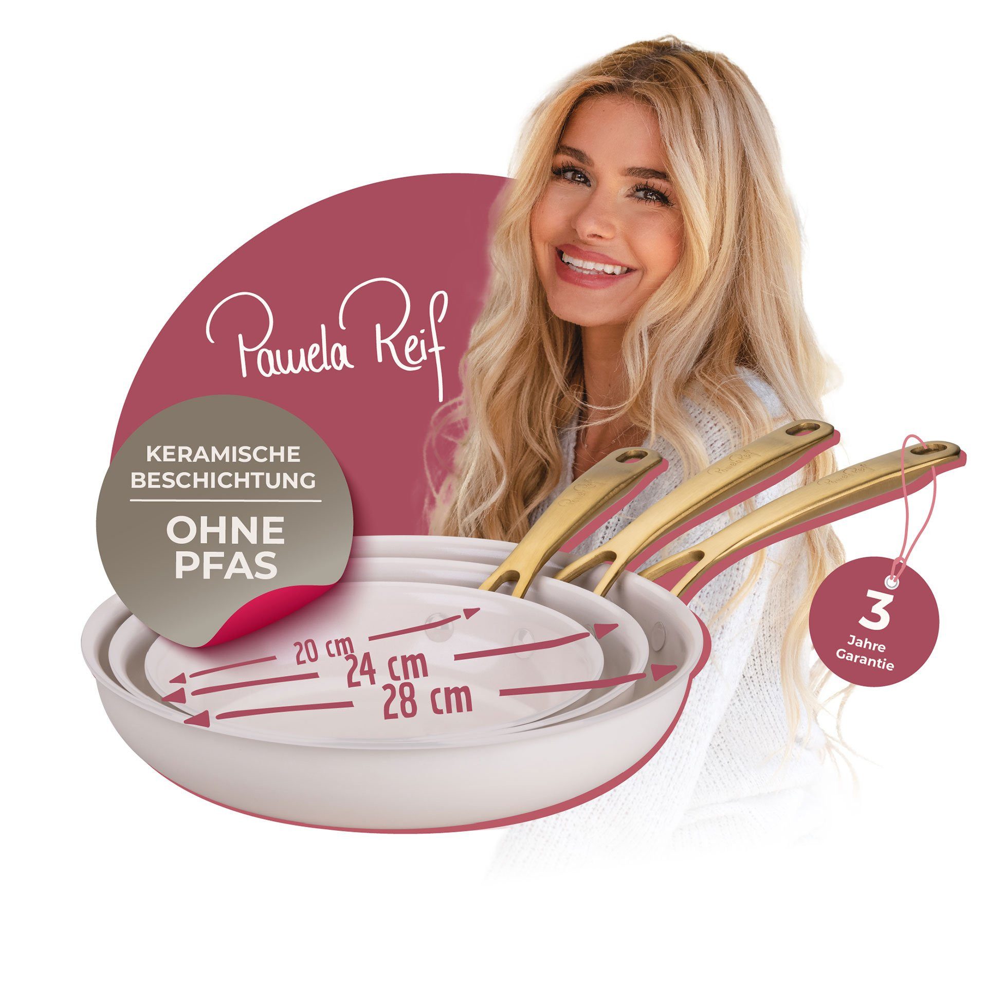 FACKELMANN Bratpfanne Set, Kochgeschirr, Aluminium-Pfannen, Keramikbeschichtung