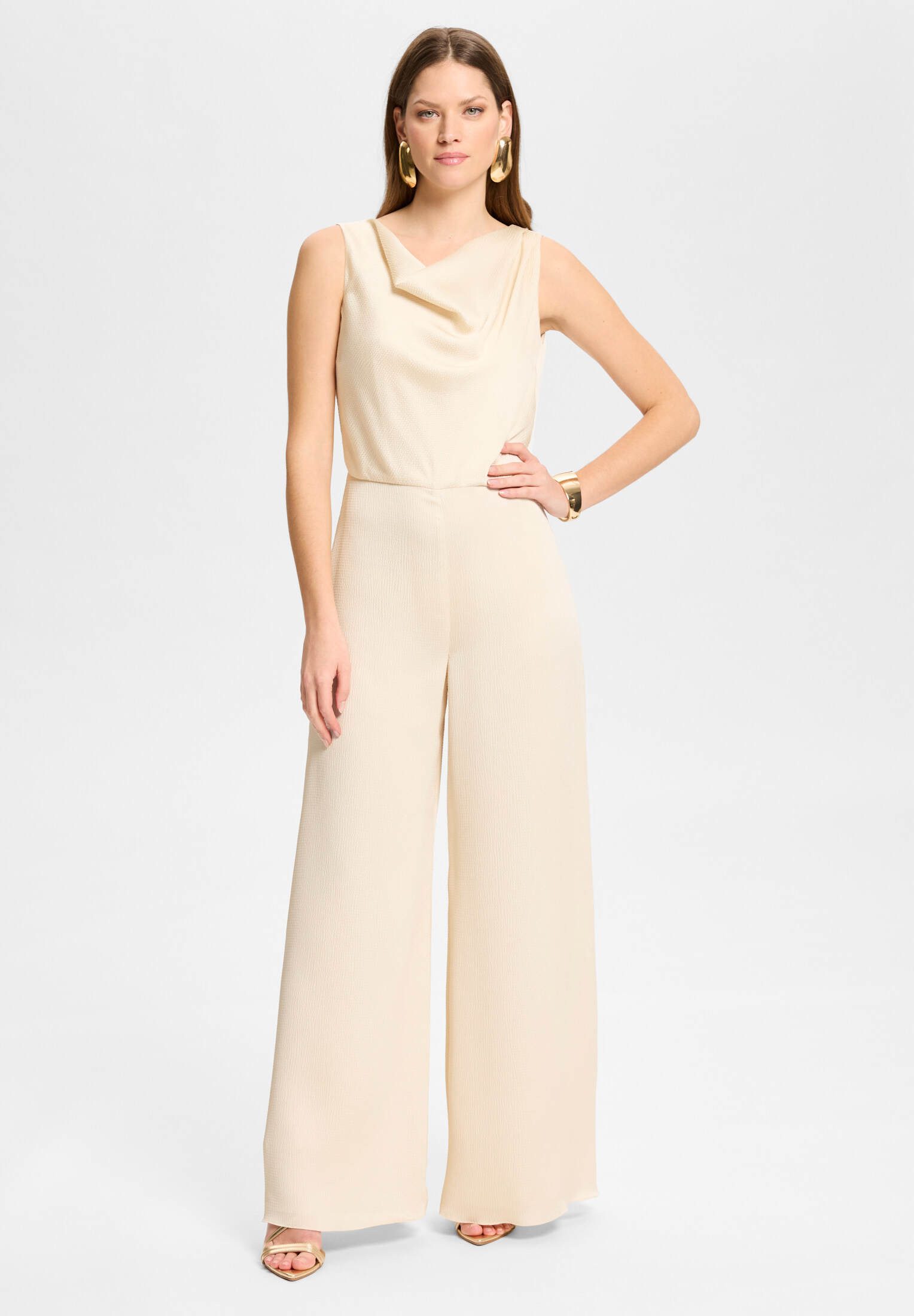 SWING Jumpsuit - Jumpsuit aus Satin mit Wasserfallausschnitt