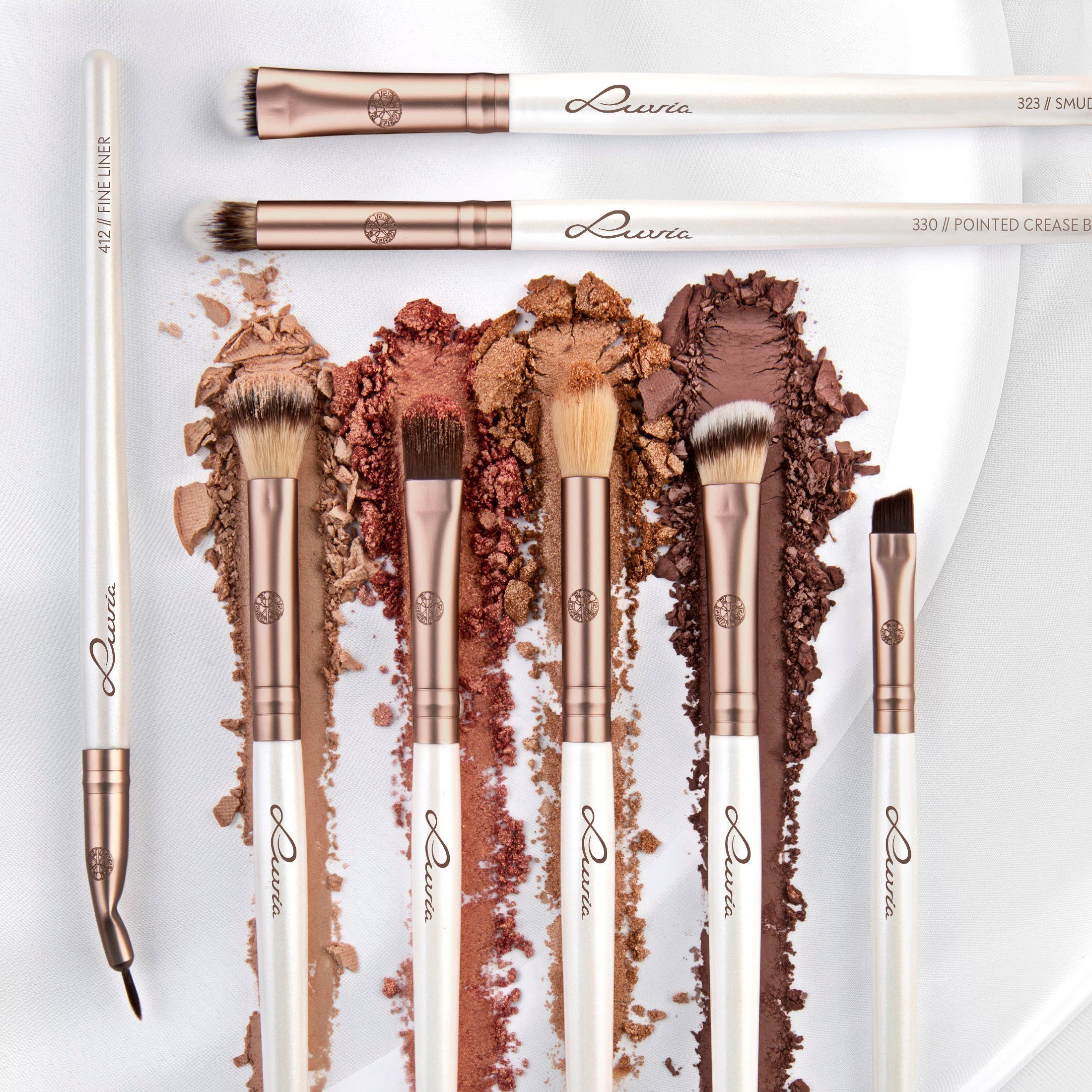 Luvia Cosmetics Kosmetikpinsel-Set ALL EYE WANT, 8 tlg., Nurai-Pinselhaar, vegan und hautfreundlich, verliert keine Haare.