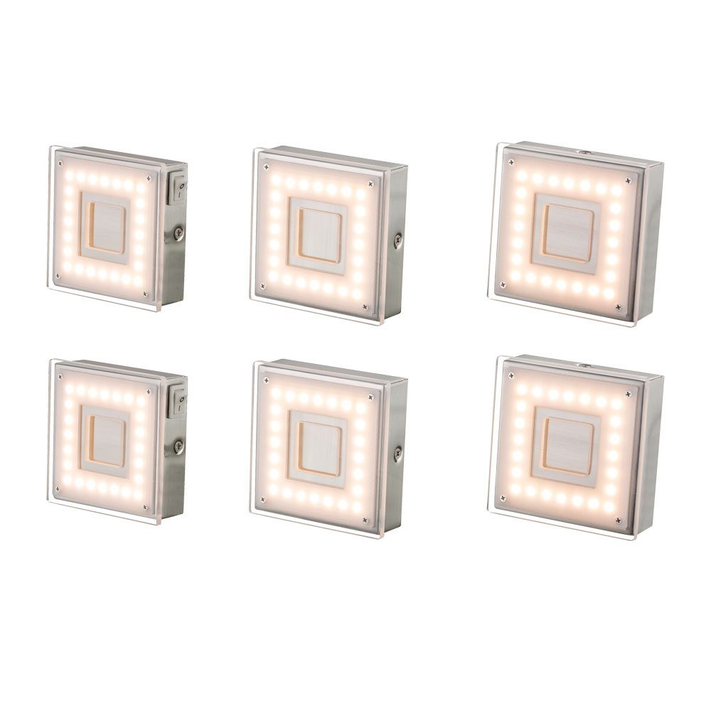 GLOBO LIGHTING LED Einbaustrahler, Leuchtmittel inklusive, Warmweiß, Wand Aufbauleuchte Innen Aufbaustrahler LED Flach Eckig LED 6x