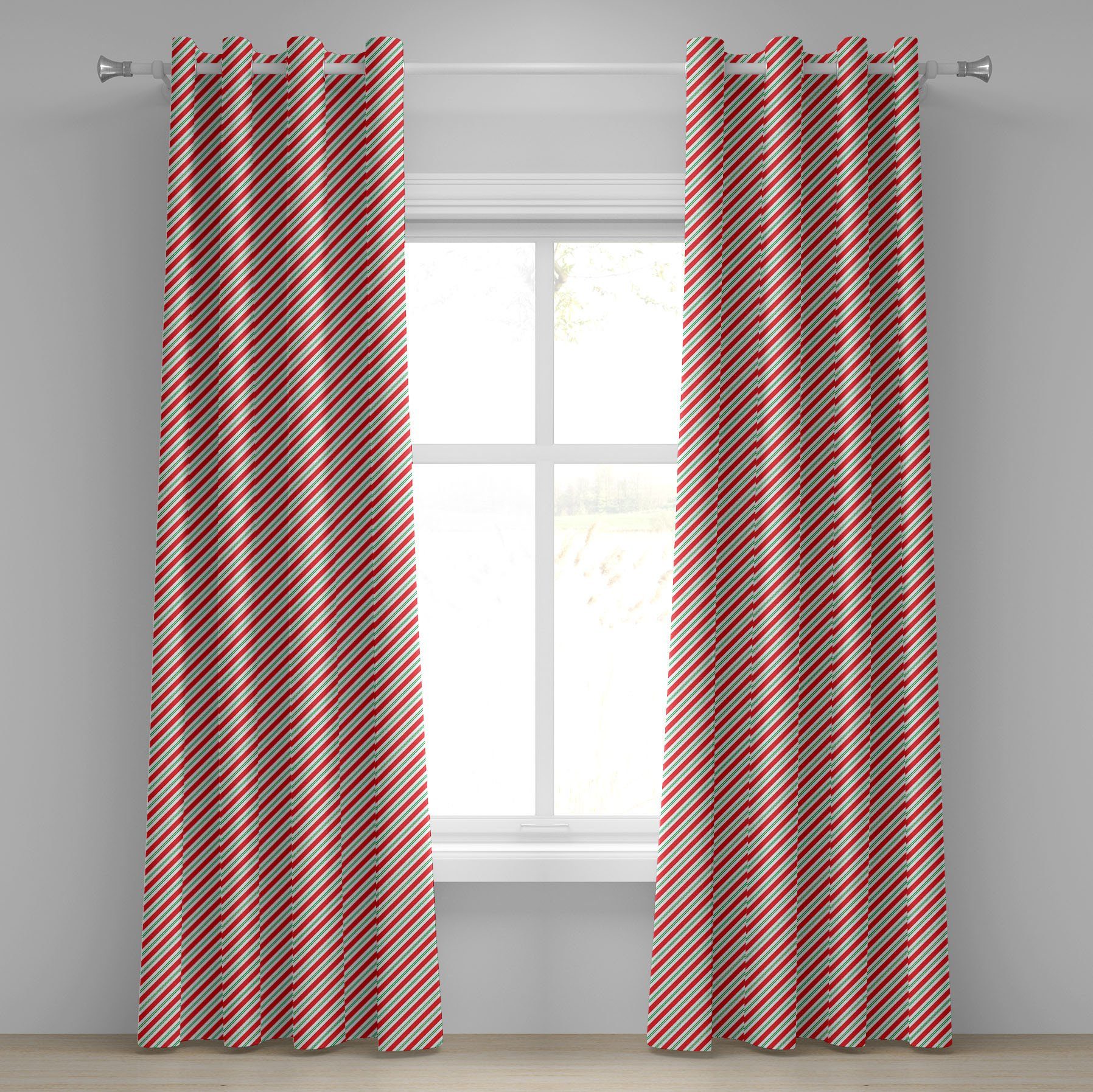 Gardine Dekorative 2-Panel-Fenstervorhänge für Schlafzimmer Wohnzimmer, Abakuhaus, Zuckerstange bicolor-Streifen