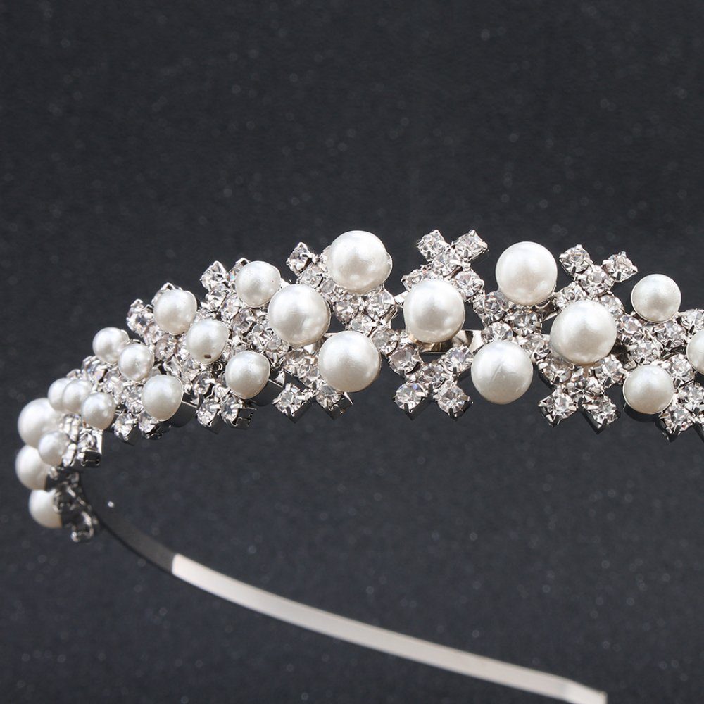 Kunstperlen-Art-Deco-Braut-Stirnband-Tiara Kristall-elegante (1-tlg) WaKuKa Diadem