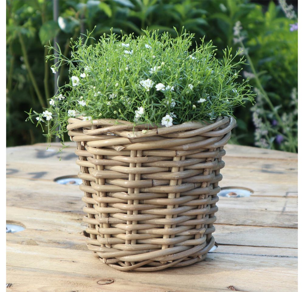 Thumbnail - Posiwio Pflanzkübel Pflanzkorb BASKET grau braun D17cm Rattankorb Kooboo Farmhouse Deko -