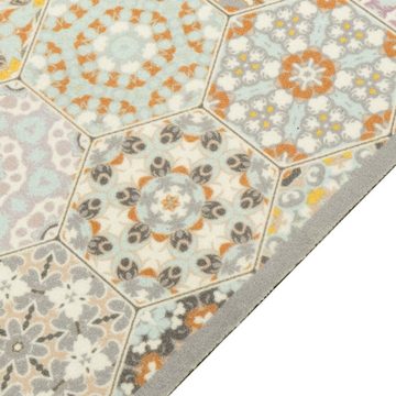 Fußmatte Küchenteppich Waschbar Hexagon Pastell 60x300 cm Samt, vidaXL, Rechteckig