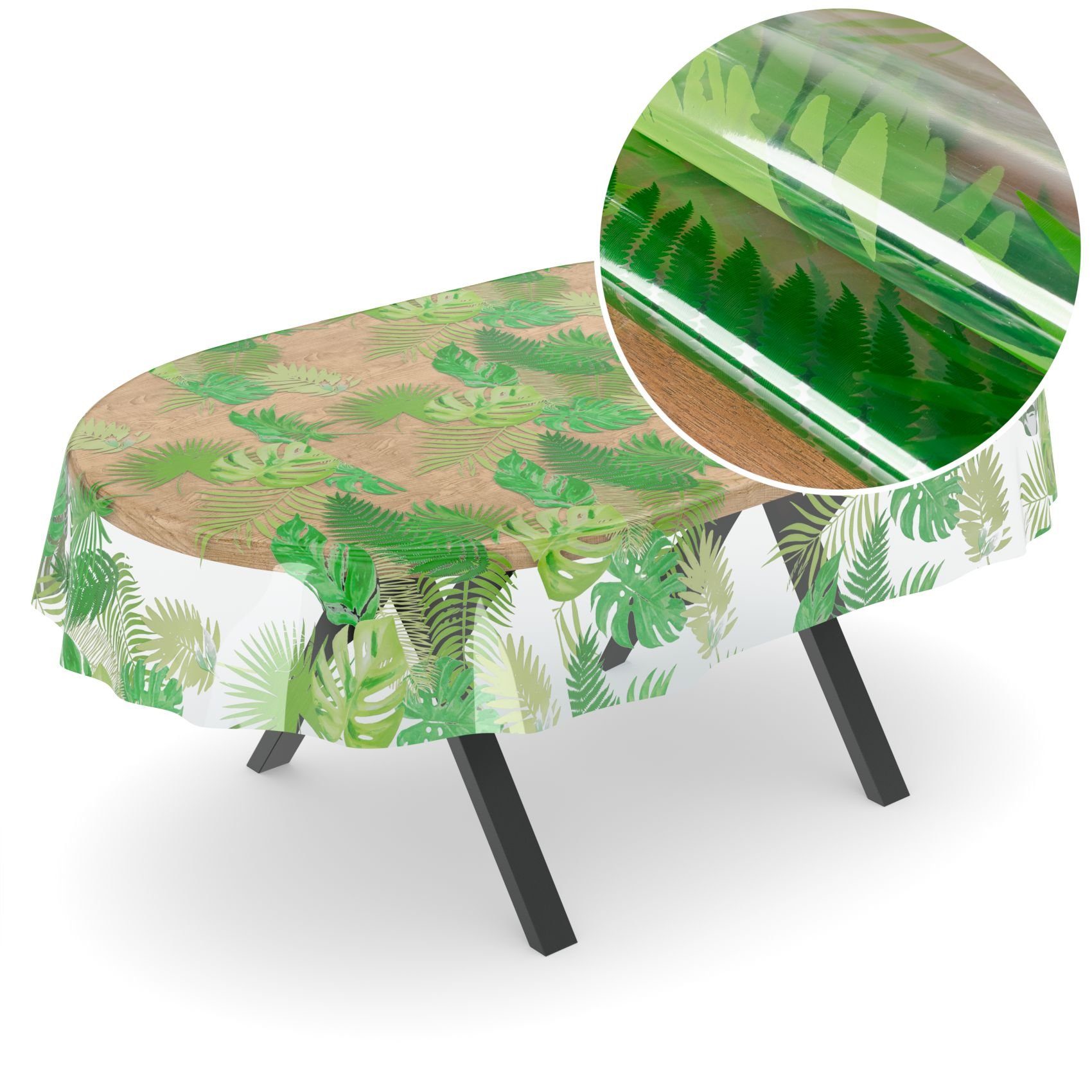 ANRO Tischdecke Klara Tischtuch Plastiktischdecke Schutzdecke Klarsichtfolie (Einzelstück 1-tlg), Glatt 140x180cm Oval wasserabweisend