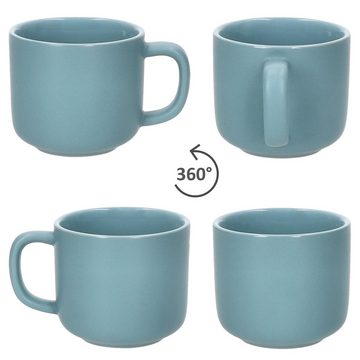 Ritzenhoff & Breker Tasse Ritzenhoff 6er Set Jasper Kaffeetassen Untertassen Graublau, Steingut