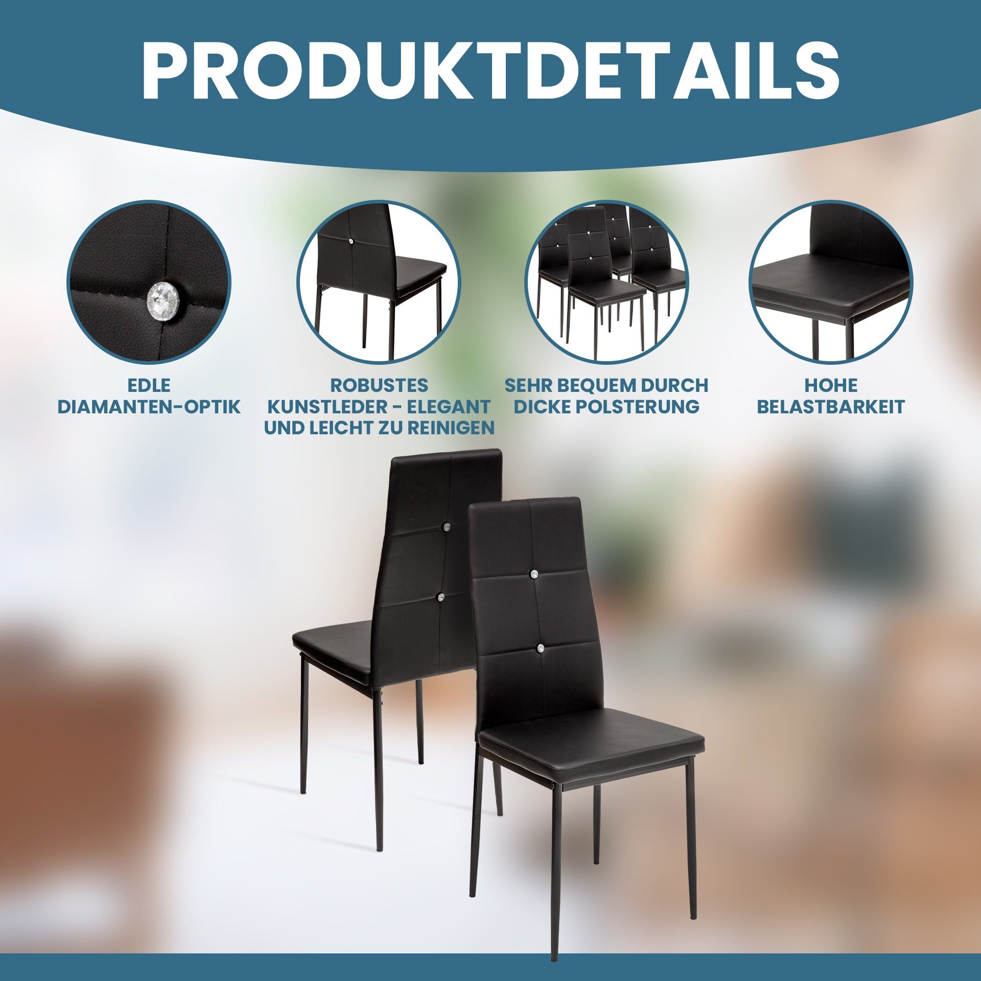 Albatros International Esszimmerstuhl Esszimmerstühle DIAMOND 6er Set schwa günstig online kaufen