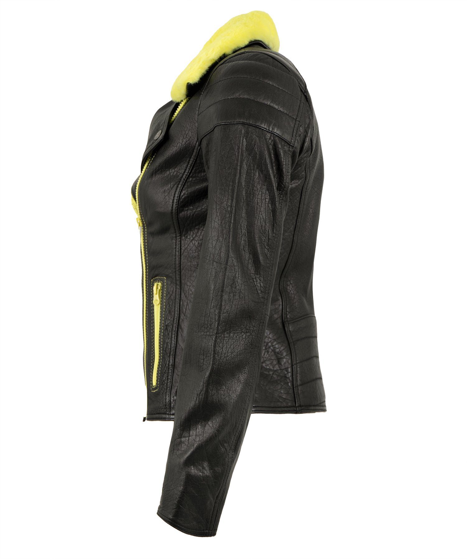 Jilani Lederjacke Alla Jilani - Damen Lederjacke Bikerjacke Lammnappa schwa günstig online kaufen