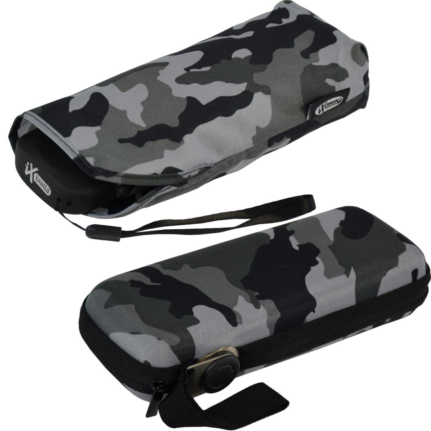 iX-brella Taschenregenschirm Super Mini Schirm mit großem Dach 94cm - Camouflage, super-mini