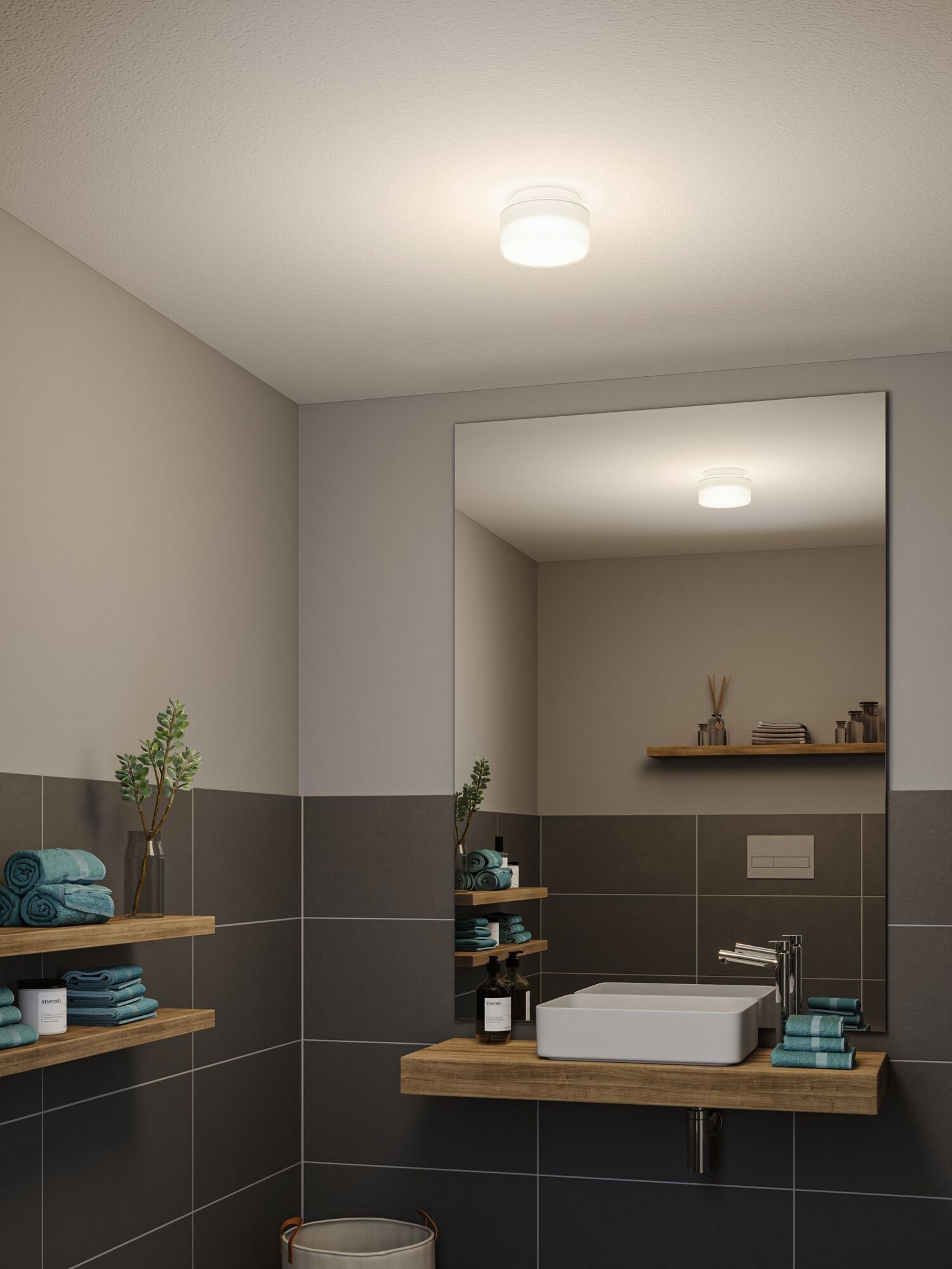 LED Paulmann Bathroom Deckenleuchte IP44 Weiß integriert, rund Selection 155mm LED Kunststoff, Maro 3000K 1x6,8W fest Warmweiß