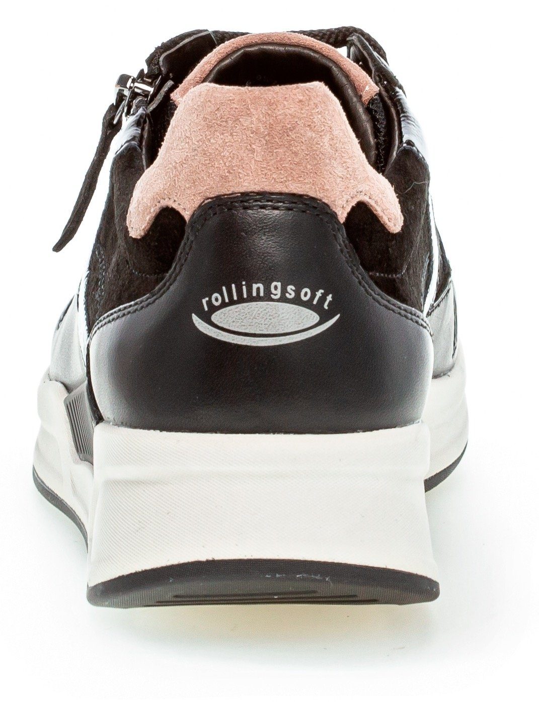 schwarz/dark-rose Außenreißverschluss Gabor mit Rollingsoft Keilsneaker praktischem