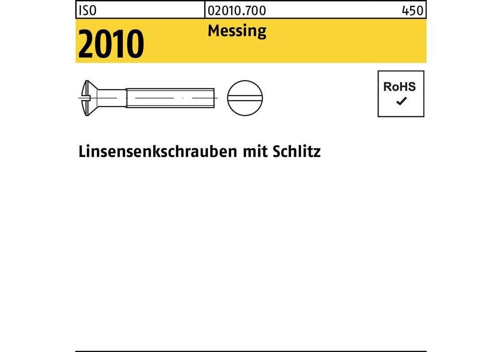 M Senkschraube ISO Messing m.Schlitz 2010 6 x Linsensenkschraube 25